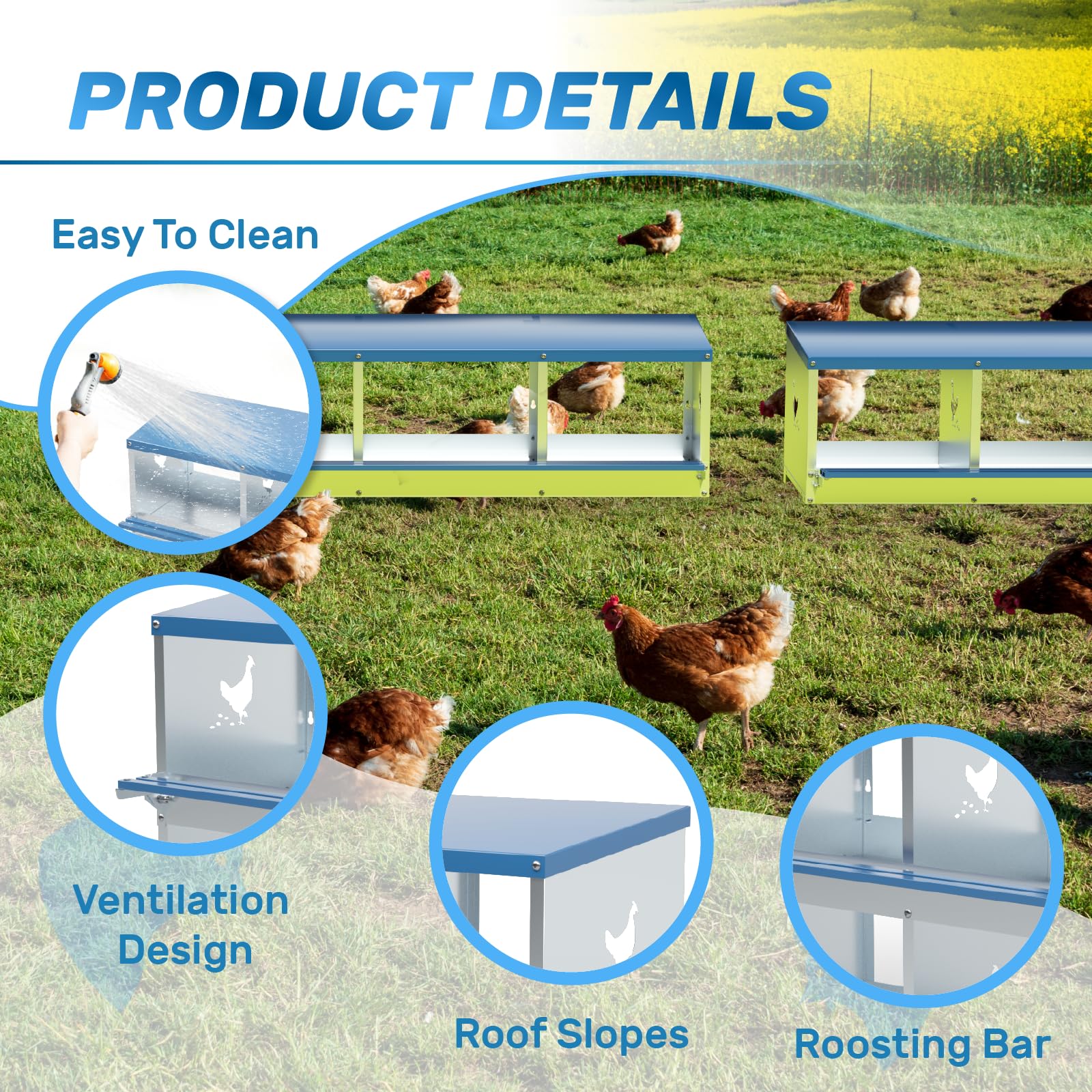 Caja nido de gallina para poner huevos, caja nido de 3 compartimentos para gallinas, patos, aves de corral, protección de huevos, gallinero, fácil colección de huevos, caja nido para gallinero,