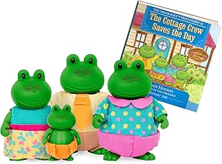 Li'l Woodzeez – The Croakalily Frog Family – Set of 4 Collectible Posable Figures with Storybook – Pretend Play Doll Toys for Imaginative 3+ Years