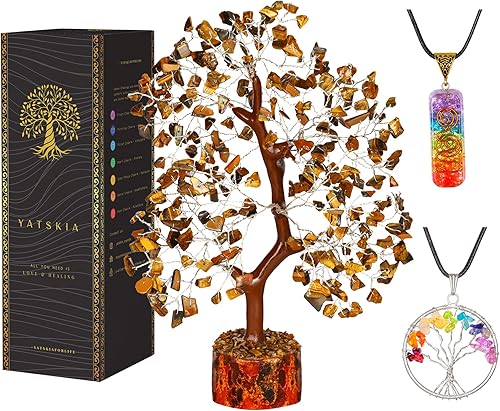 Árbol de cristal de ojo de tigre, árbol de la vida, piedra de ojo de tigre, regalos de reiki, árbol de piedras preciosas, decoración espiritual,