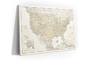 Conquest Maps Travel US Push Pin USA Map Board in Desert Sunrise Design