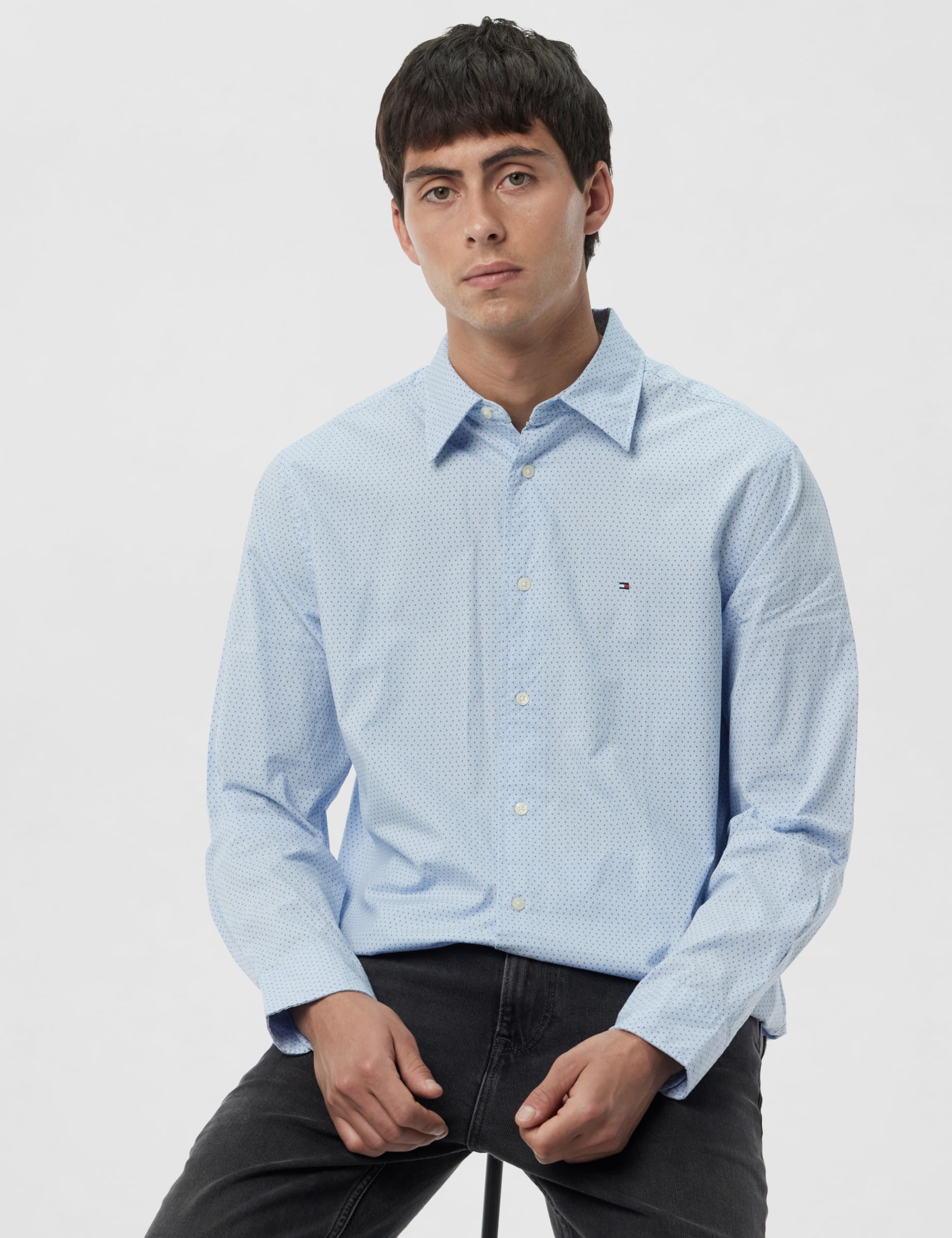 Tommy Hilfiger Camisa Hombre Flex Poplin Mini Print Regular Fit