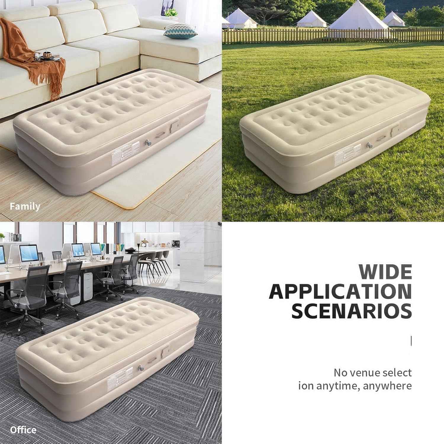 Inflatable Air Mattress with - Waterproof Single & Portable Blow Up Bed Built-in Pump - Quick Inflation PVC Airbed 3