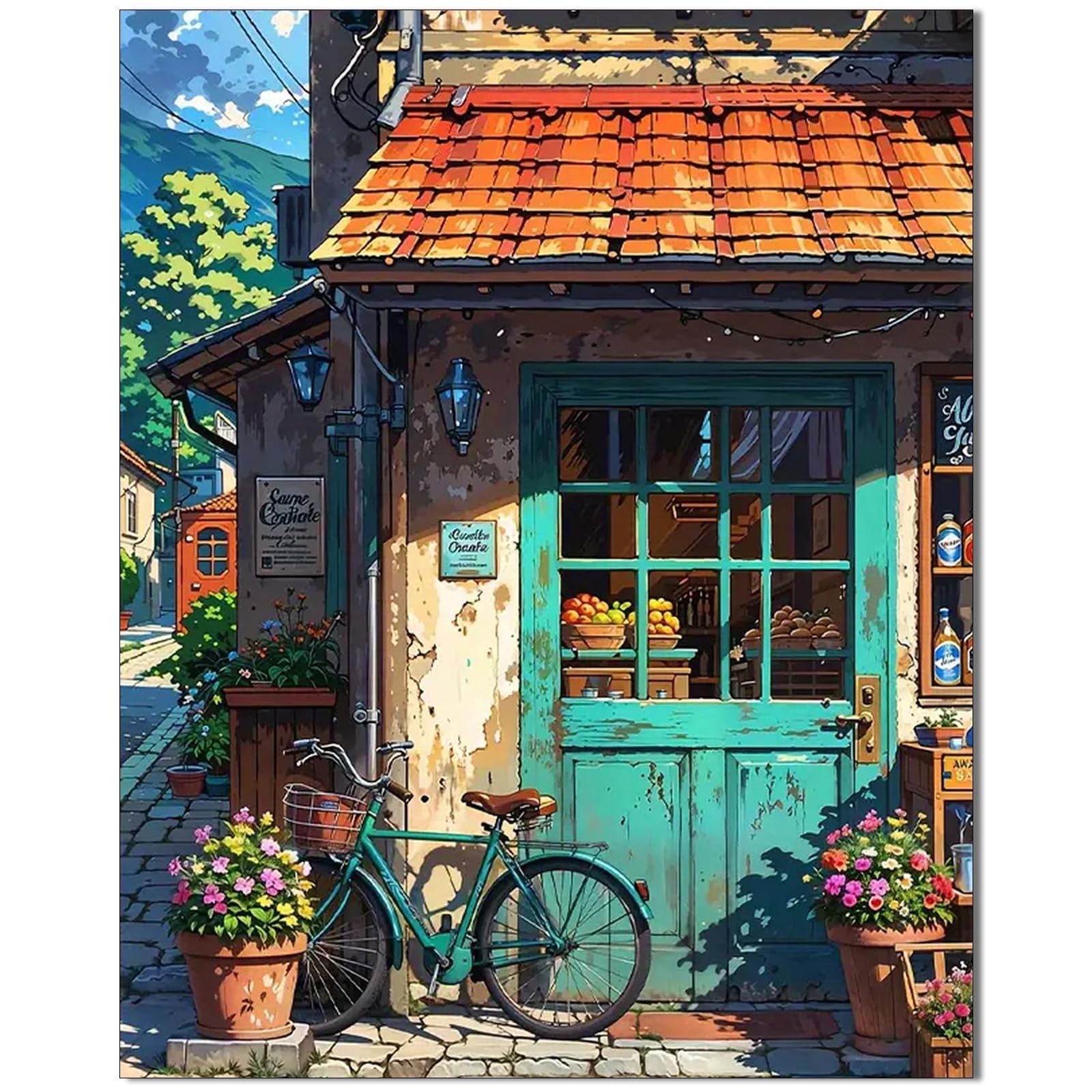 Qiukoo Malen nach Zahlen Erwachsene - 40x50 cm Nostalgisches Stadtbild im Retro-Stil - DIY Malen nach Zahlen Ölgemälde - Handgemalt Malset für Erwachsene - Wanddeko & Geschenkidee