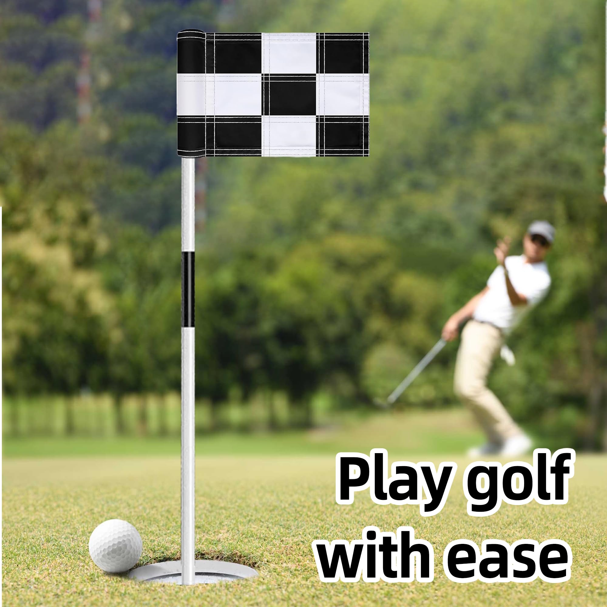6 banderas de golf a cuadros, banderas verdes de doble cara, mini banderas de golf de nailon 420D, adecuadas para la mayoría de palos de golf insertados para jardín, patio, interior y exterior, 8 x 6
