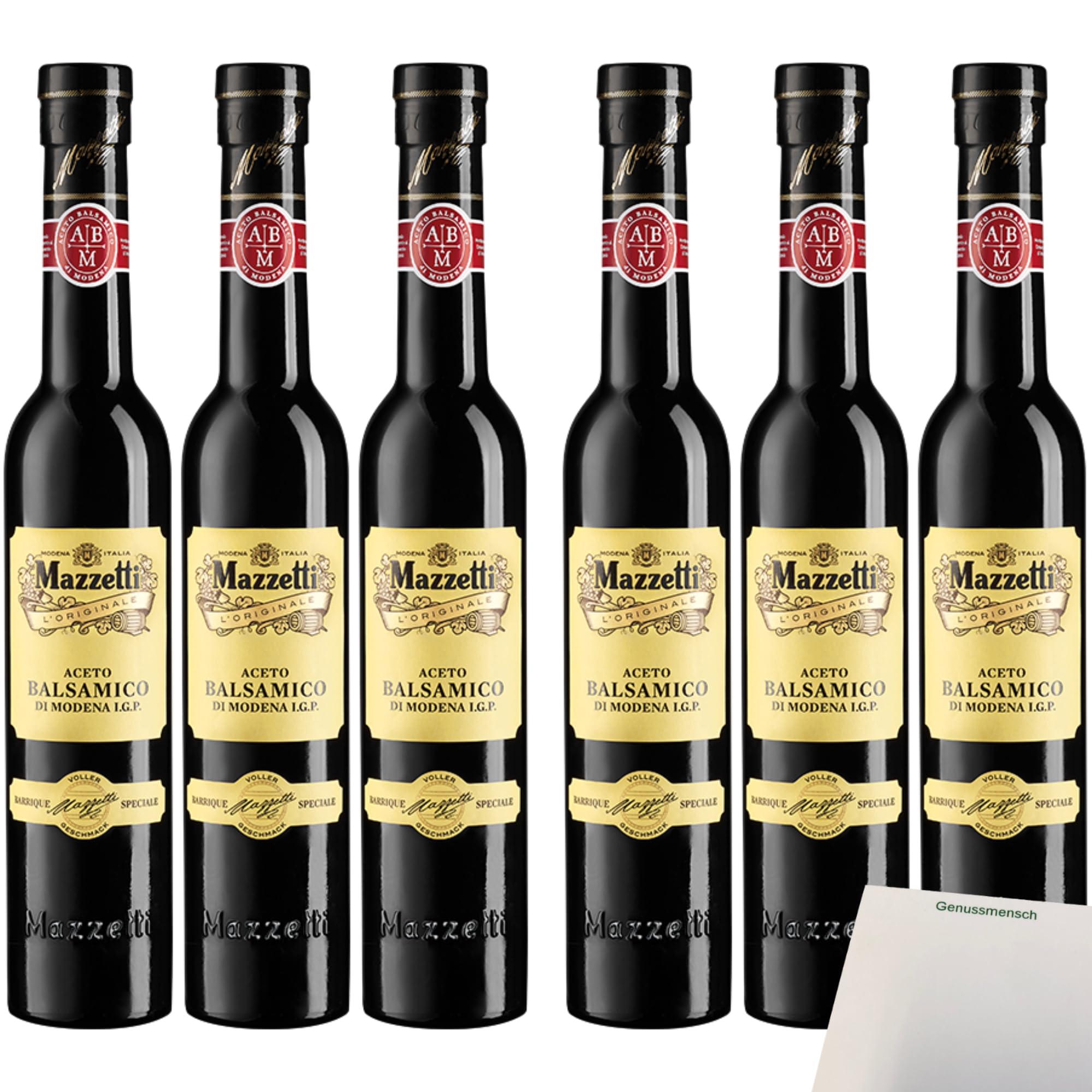usy Bundle für Mazzetti Balsamico Barrique Speciale/3 Weinblätter VPE (6x250ml Flasche) + usy Block