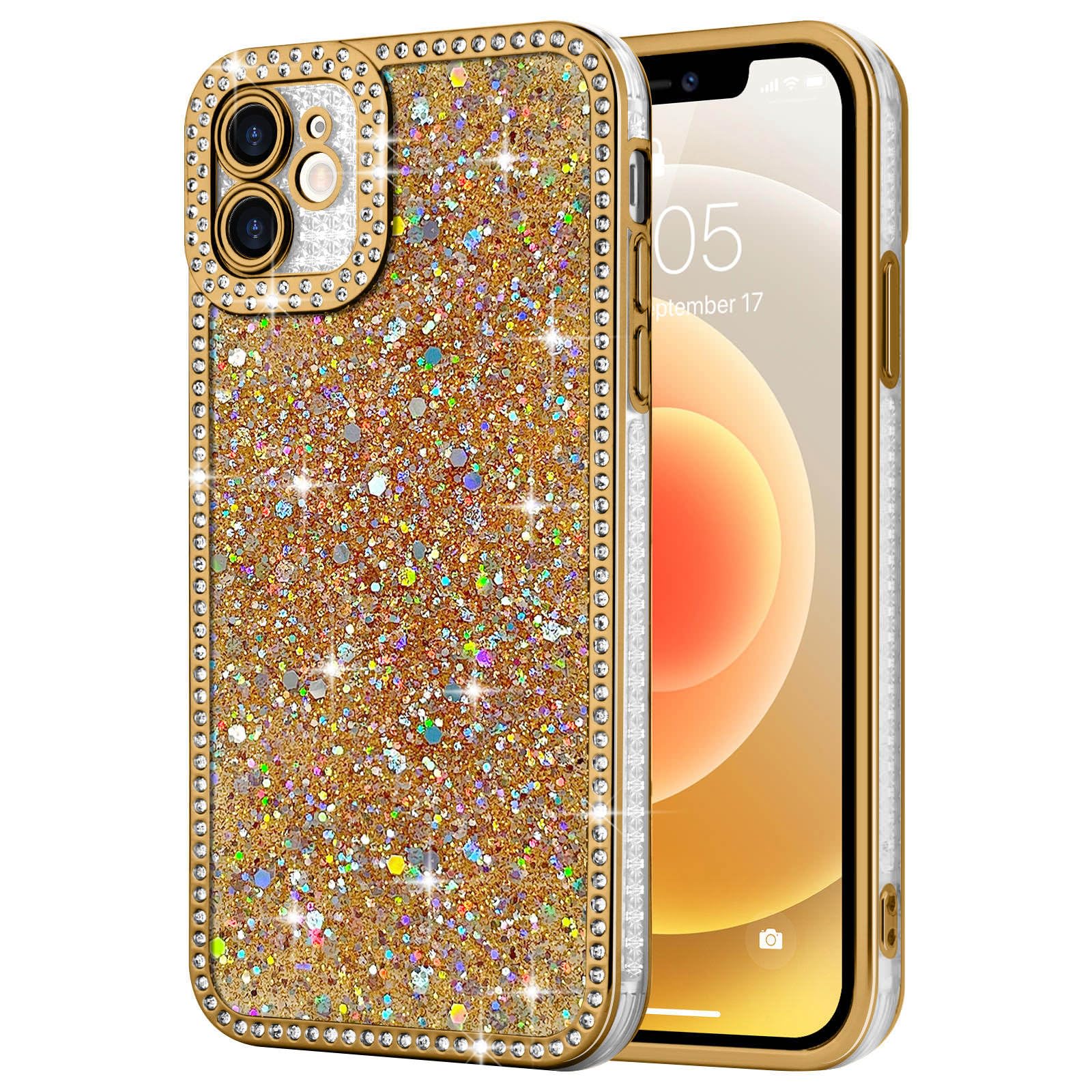 Lafunda for iPhone 12 Case Glitter, Luxury Shiny Bling Sparkly Phone Cover with Crystal Diamonds Rhinestone for Women Girls Soft TPU Slim Shockproof