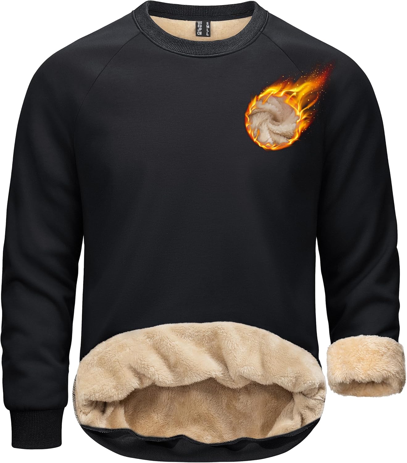 TACVASEN Mens Sherpa Lined Sweatshirts Winter Fleece Midweight Pullover Sweater Warm Crewneck Sweatshirt