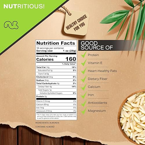 Vista 67 de Almendras enteras crudas sin sal de primera calidad (32 onzas - 2 libras) Kosher Natural Sin gluten Veganas Sin OMG Almendras 100%