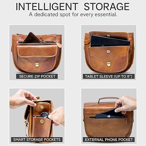 Miniatura 4 de rofozzi Bolsa de cuero para cámara para mujer, bolsa cruzada vintage para cámara con inserto extraíble para cámaras réflex digitales pequeñas y sin