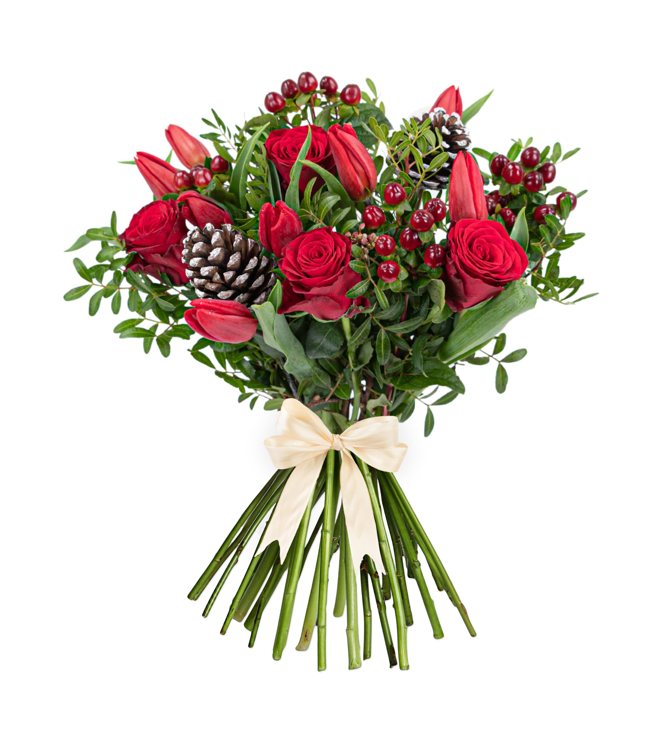 Happy Christmas Bouquet - Fresh Christmas Flowers – Festive Floral Arrangements for Holiday Décor, Gifts, Celebrations, Winter Weddings, Seasonal Cheer, and Special Gatherings.