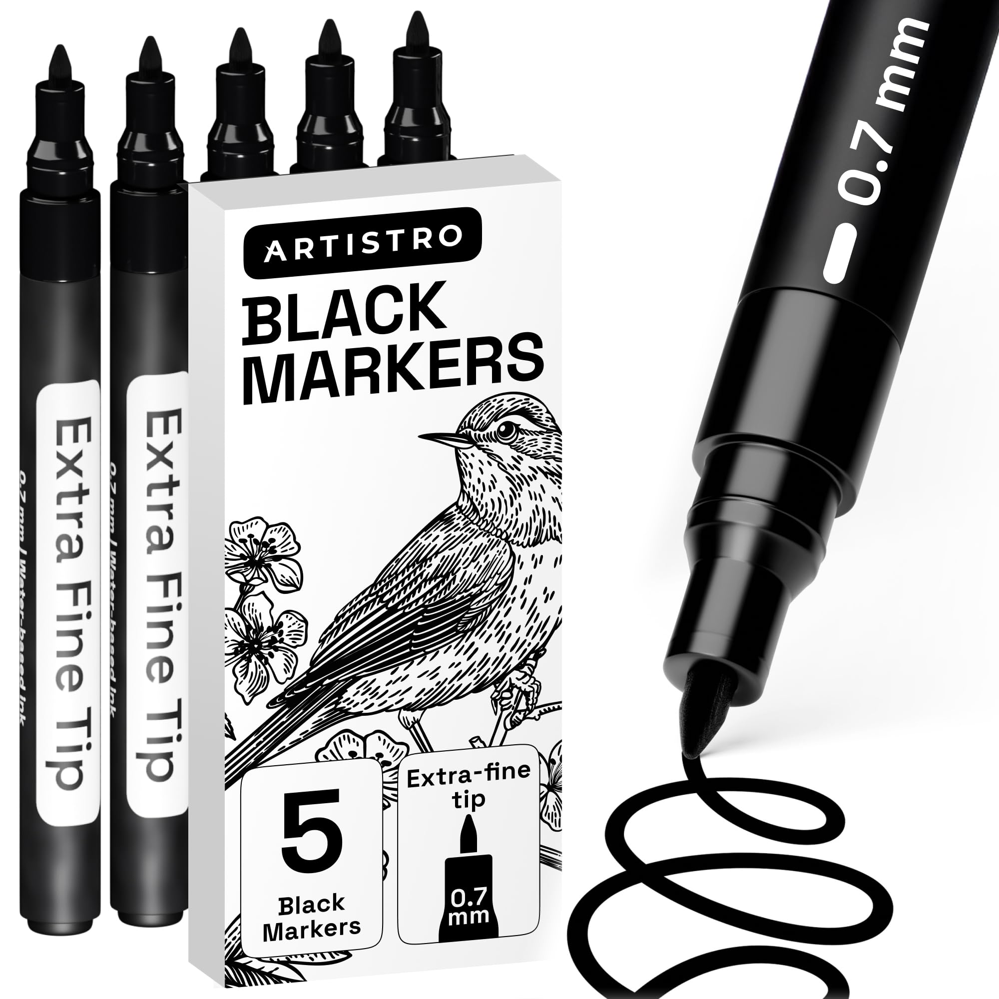 Artistro Acrylstifte für Steine, Zeichenstifte, Felsmalerei, Keramik, Glas, Holz, Reifen, Stoff, Metall, Leinwand, DYI, Acrylfarbe Permanent Marker Weiß auf Wasserbasis mit Extra-Feiner Spitze