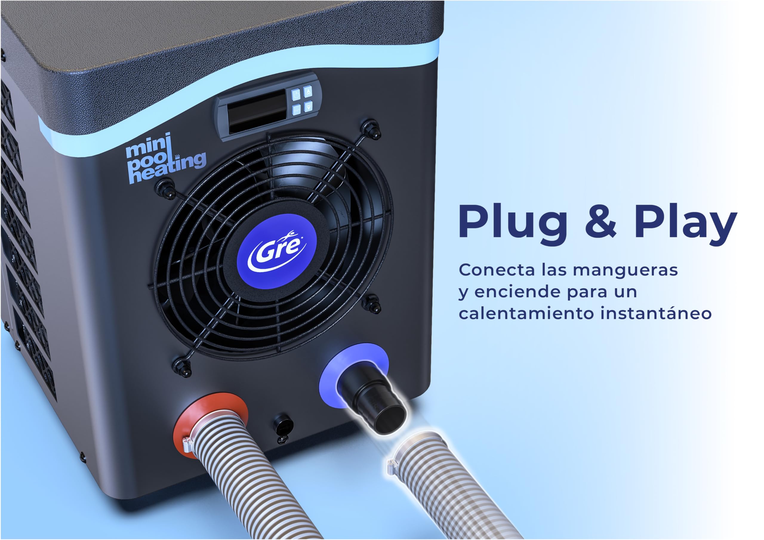 Gre Mini Bomba de Calor hasta 28°C sin bypass piscinas elevadas 40 m³