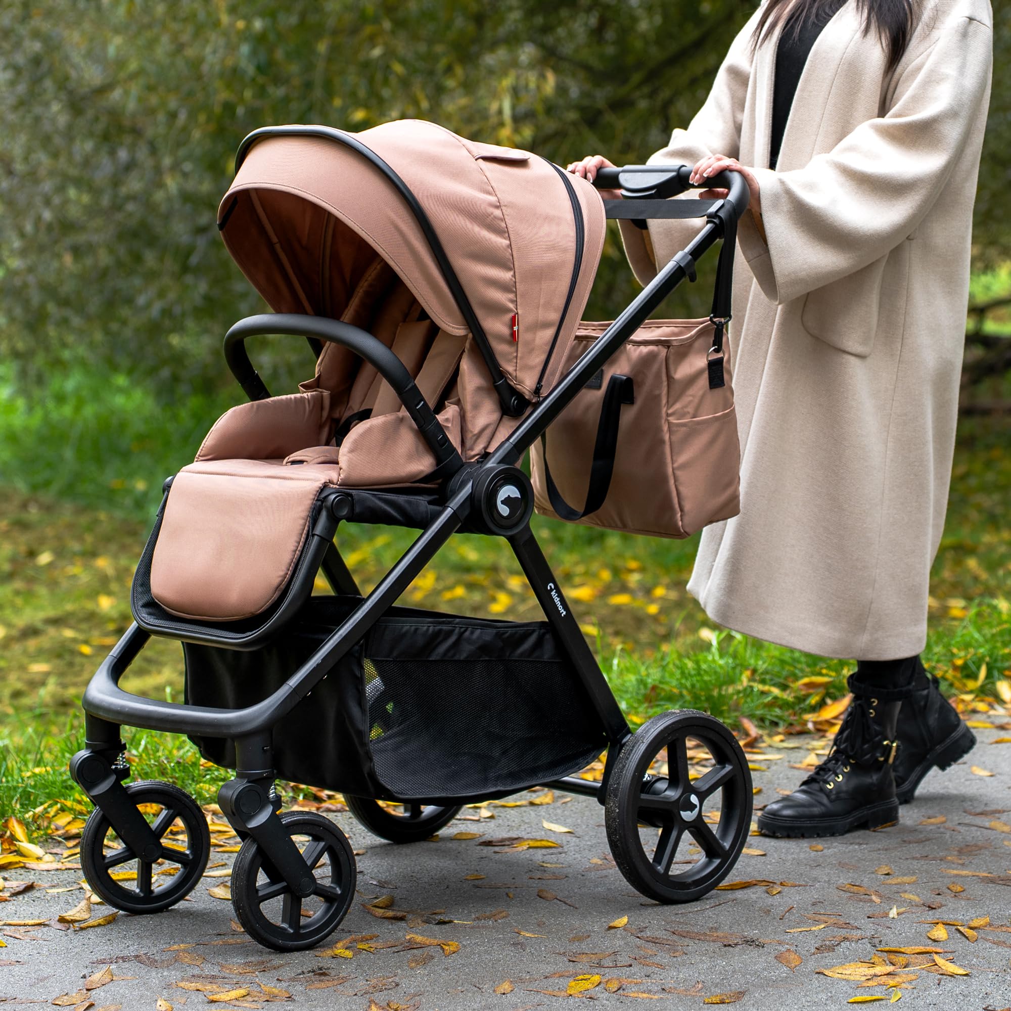 Älskar Passeggino reversibile, pieghevole, compatto, fino a 22 kg, schienale regolabile, tetto di protezione UV, cintura a 5 punti, copertura antipioggia, zanzariera, borsa grigio scuro