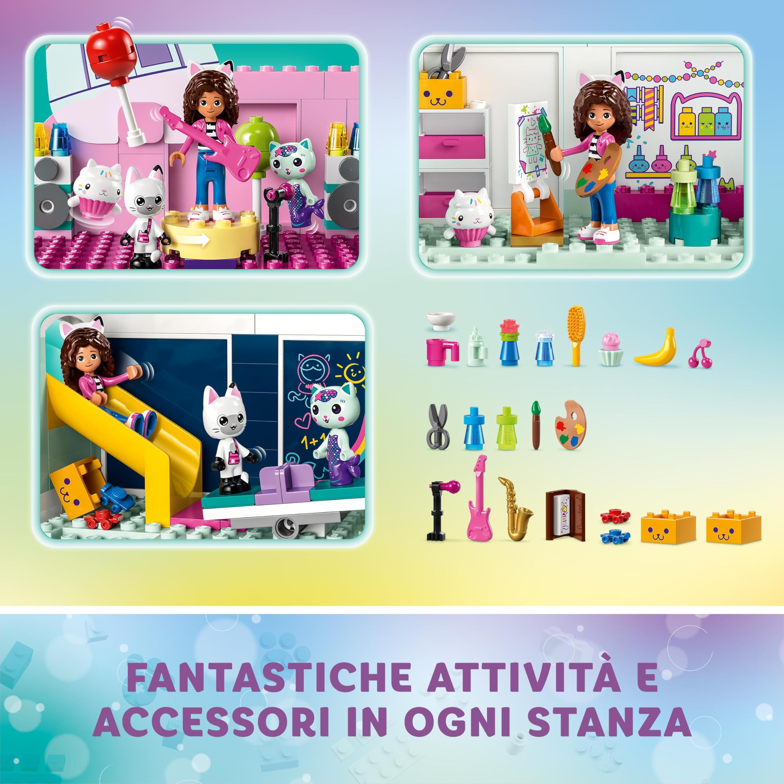 LEGO Gabby's Dollhouse - Casa delle Bambole Giocattolo a 4 Piani con i Personaggi di Gabby, Pandy Panda, Dolcetto e Siregatta e Accessori - Regalo di Compleanno per Bambine da 4 Anni in su - 10788 | Casa delle bambole a 4 piani, Gabby, Pandy Paws & MerCat