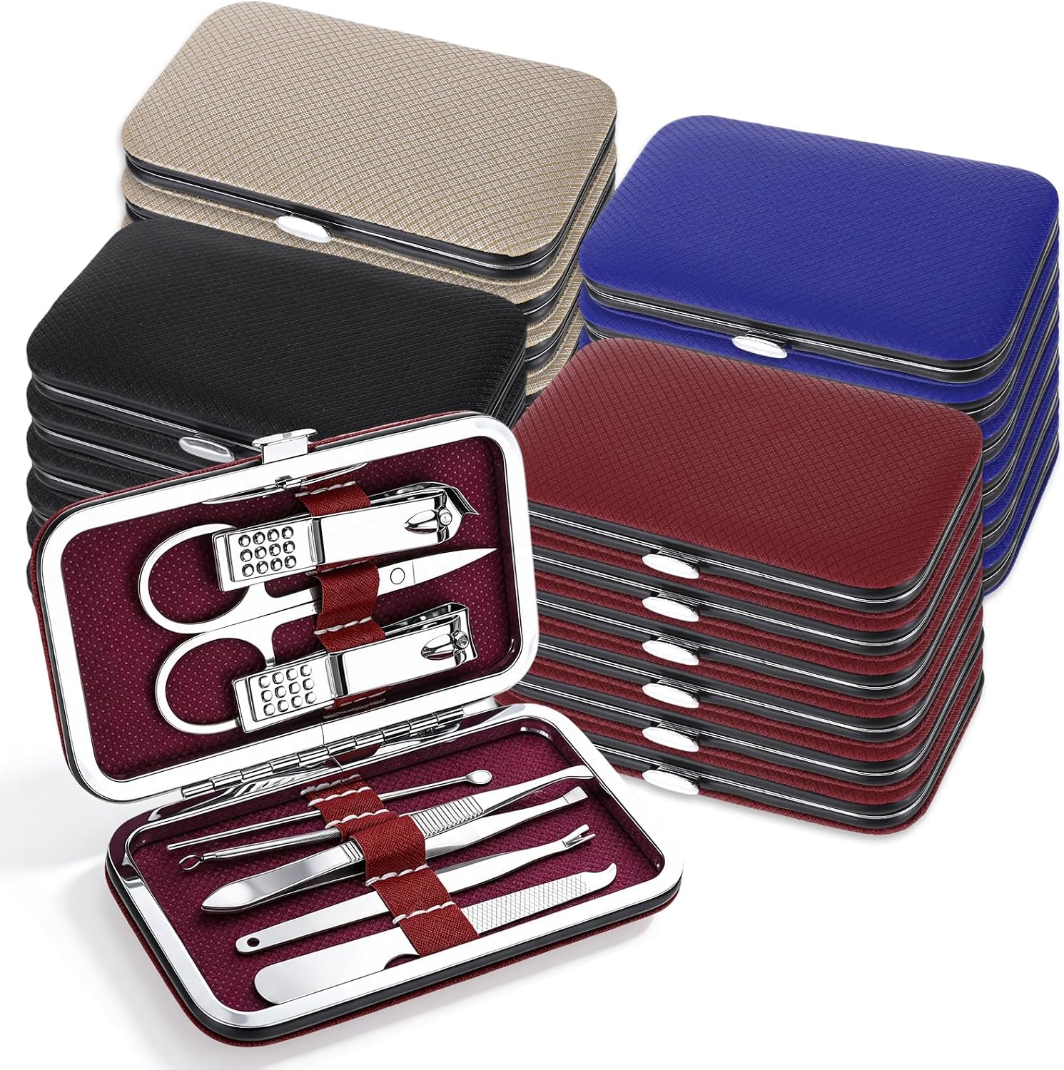24 Set Travel Manicure Kit Bulk 8 in 1 Nail Clippers Set for Women Men