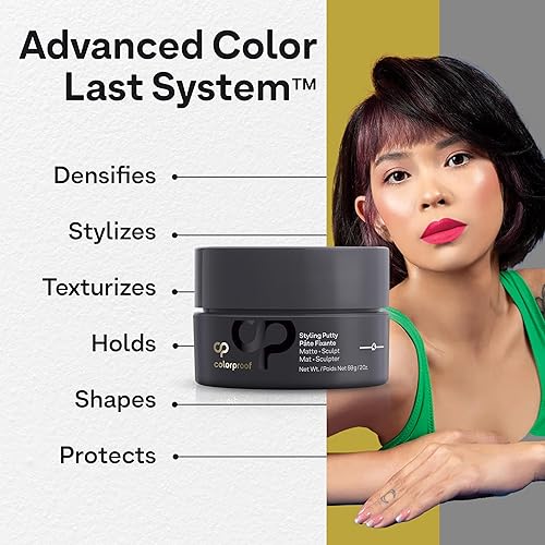 Miniatura 7 de Colorproof Masilla de peinado de 2 onzas líquidas con color y protección contra el calor, grosella negra, aroma a jazmín y melocotón, masilla para