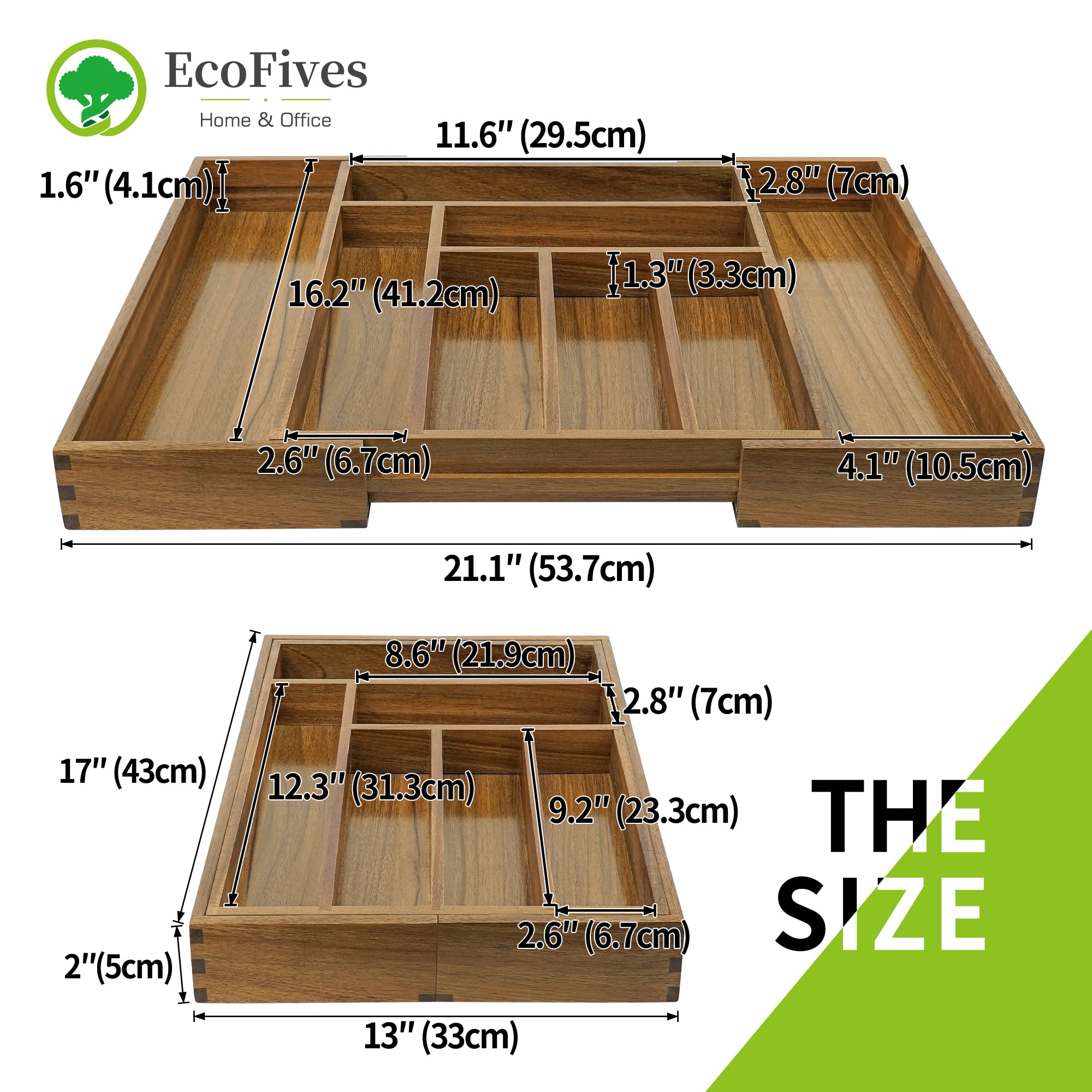 Luxury Acacia Kitchen Drawer Organizer Silverware Organizer Utensil