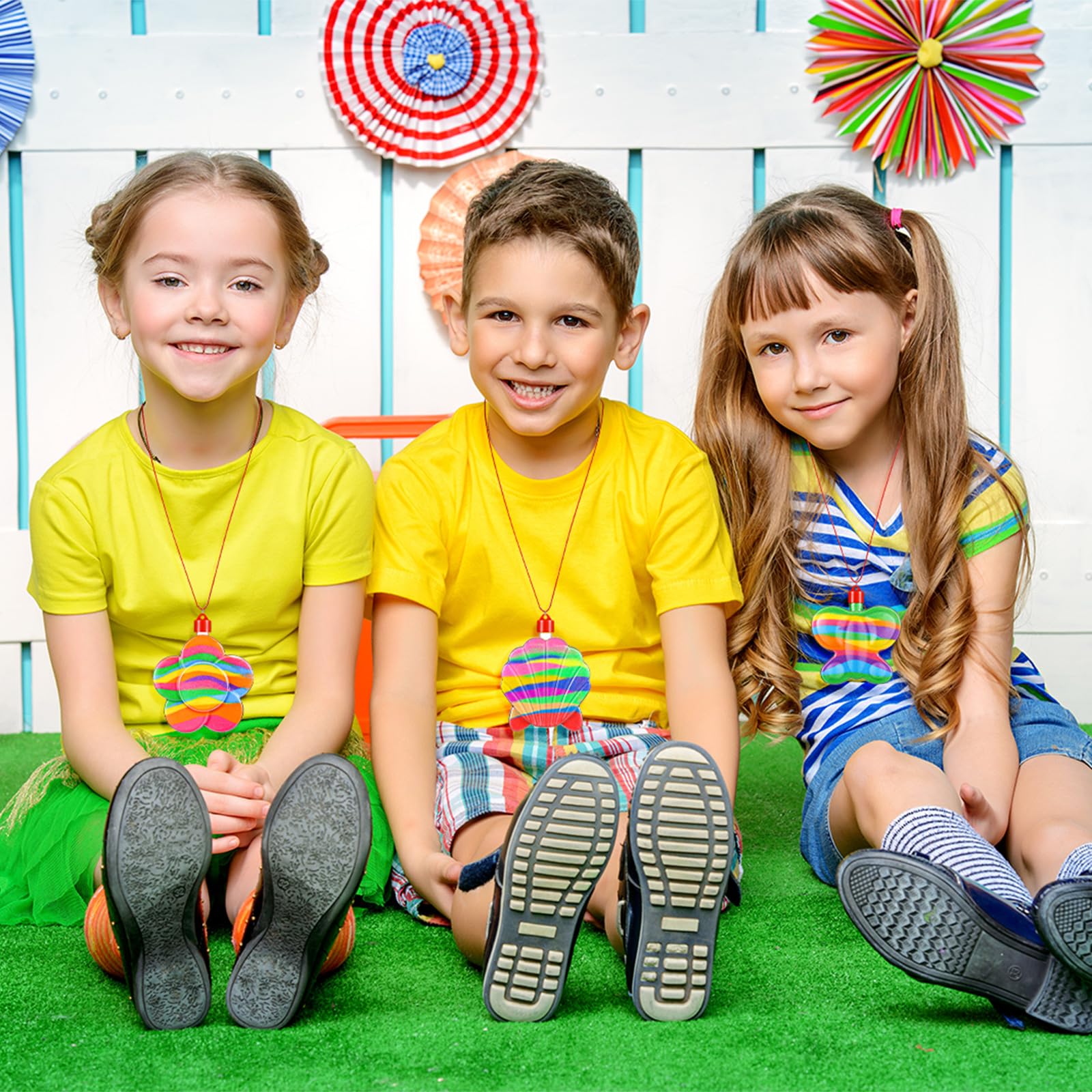 Zubebe 100 collane con bottiglie di sabbia artistiche, kit fai da te per feste estive, gruppo di attività fai da te, con mini imbuti in plastica trasparente, per compleanni, matrimoni, feste, sabbia