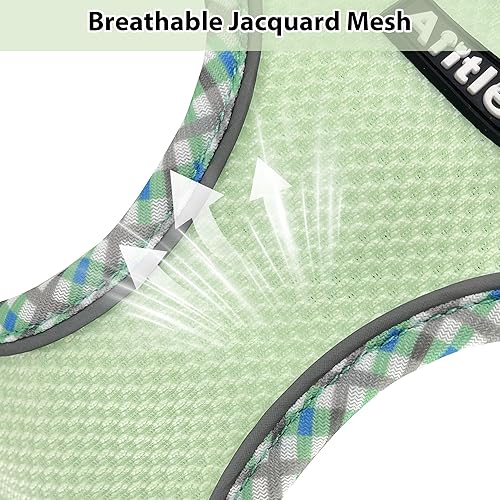 Miniatura 4 de AIITLE Juego de arnés y correa para perro, arnés para cachorro sin tirones con malla súper transpirable, arnés reflectante ajustable para mascotas