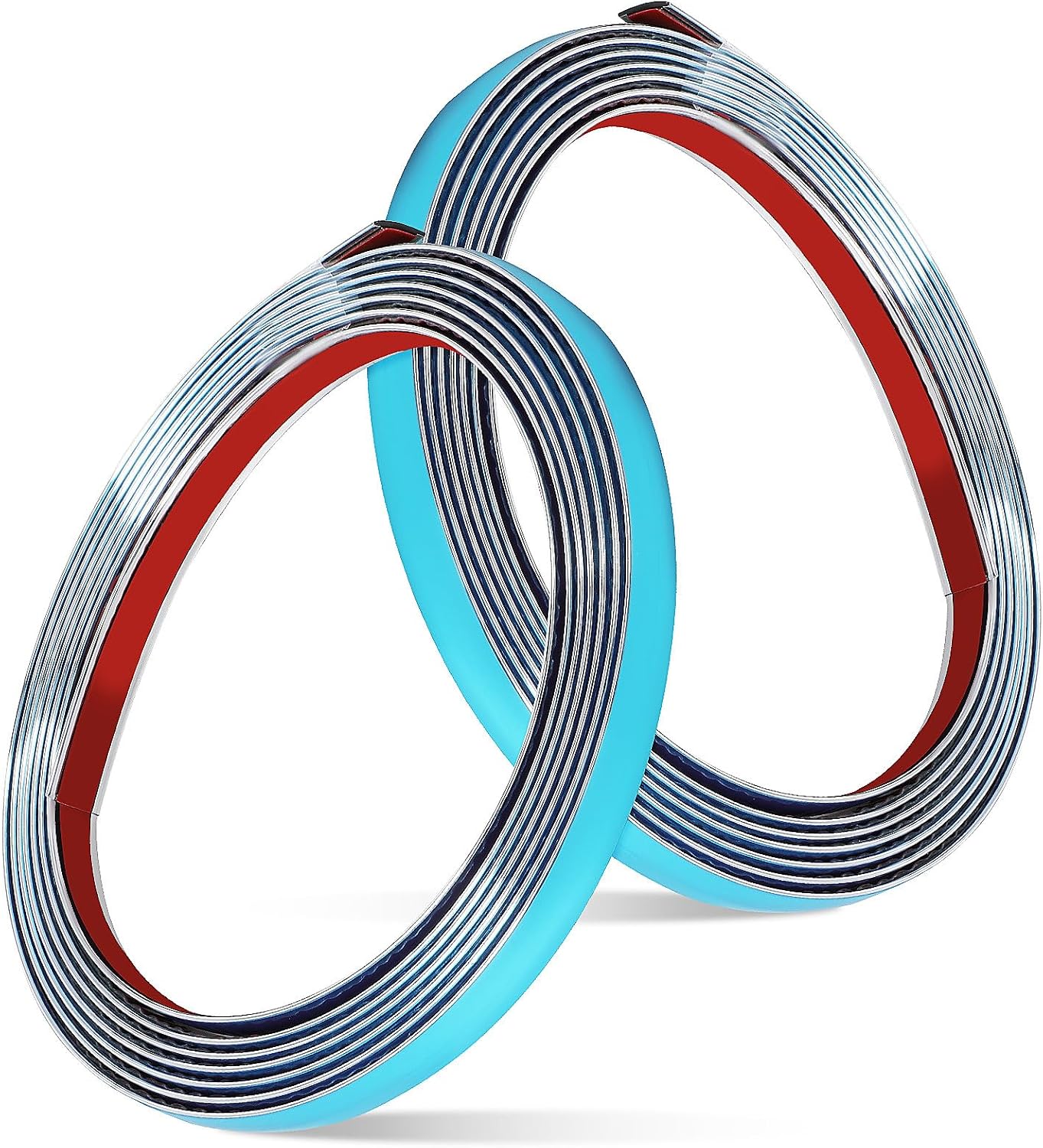 Chrome Car Trim Strip 12mm X 2 Rolls Self-Adhesive Exterior Molding Tape Bumper Guard Edge Protector Decorative Auto Scratch Prevention for Vehicle Body