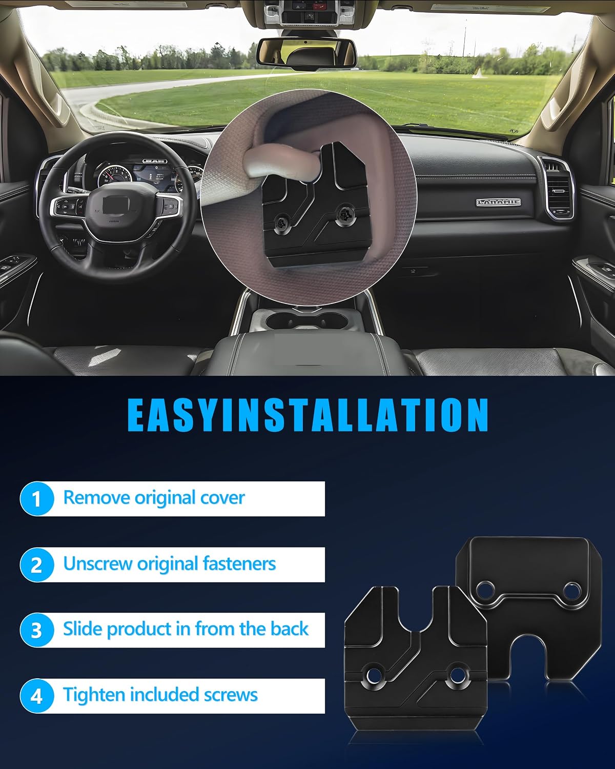 Sun Visor Repair Kit Aluminum Alloy Clip Compatible with Dodge RAM 1500 2019-2023, Truck Sun Visor Fixer Replacement Accessories, 2 PCS