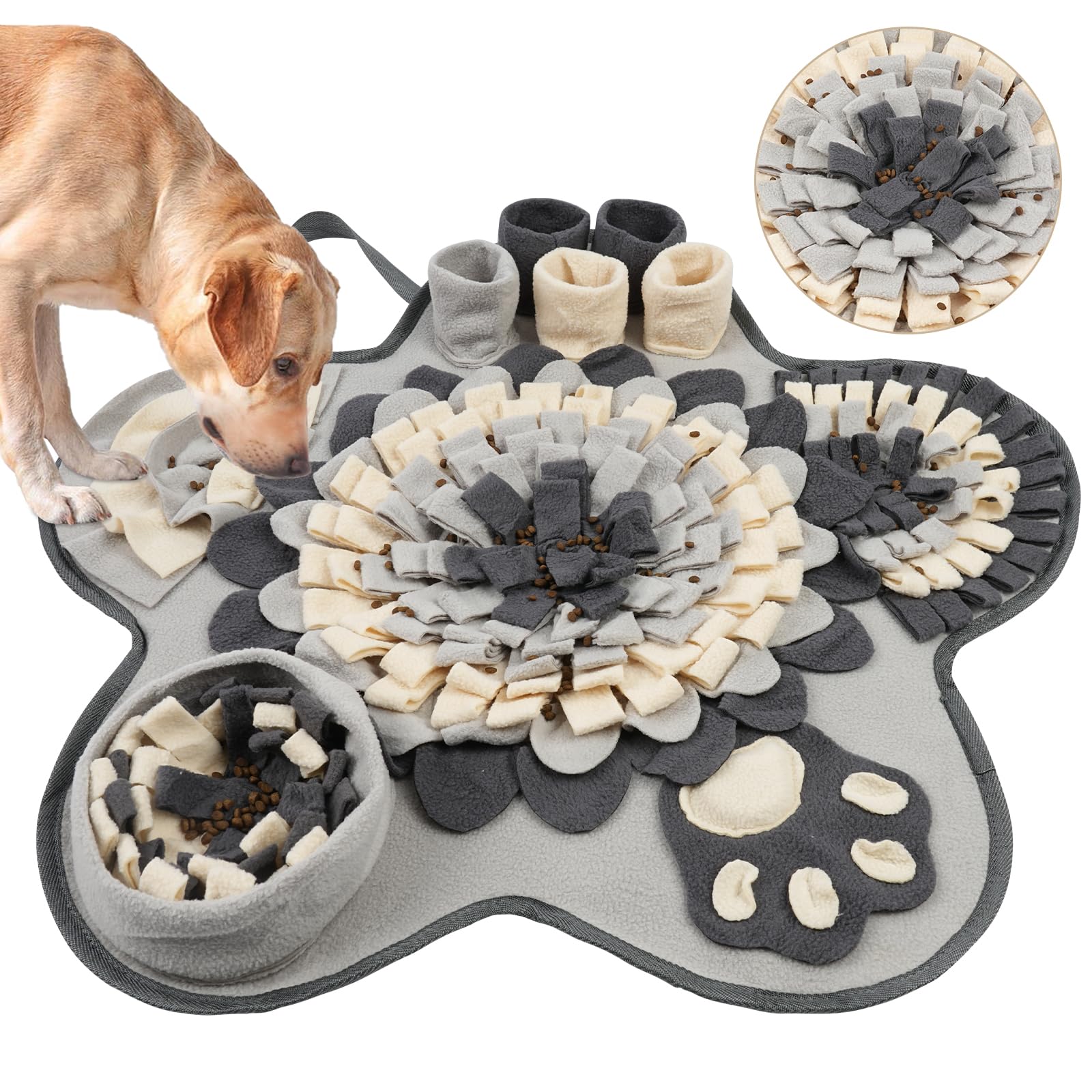 OSDUE Tappeto Olfattivo Cane, 60cm Foraggiamento Tappeto per Cani Addestramento Foraggiamento di Animali Lavabile Antiscivolo Tappetino Puzzle di Snuffle Giocattolo per Cani Attivazione Mentale Cane B