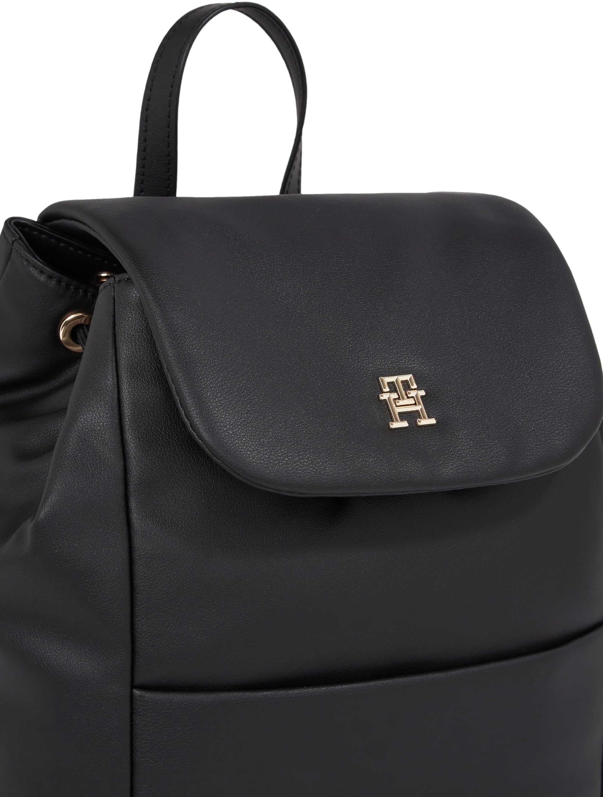 Tommy Hilfiger Donna Zaino Poppy Reform Flap Backpack con Cordoncino, Nero (Black), Taglia Unica