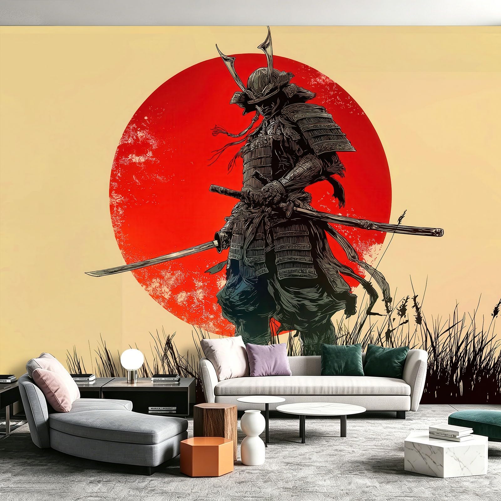 Papier peint vintage samouraï pour créer une ambiance japonaise authentique au bureau