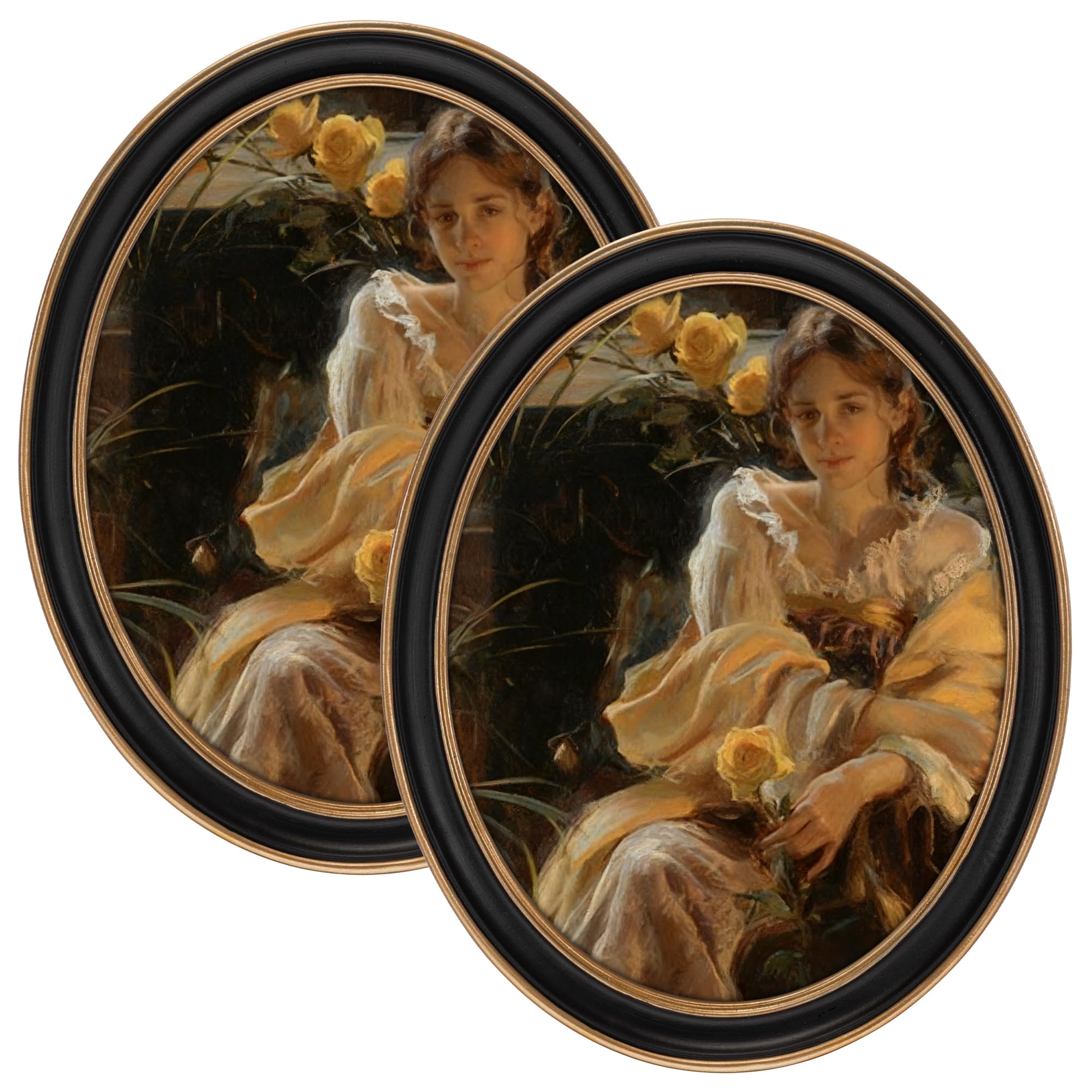 eletecpro 8x10 Oval Picture Frame Real Glass 2-Pack Black