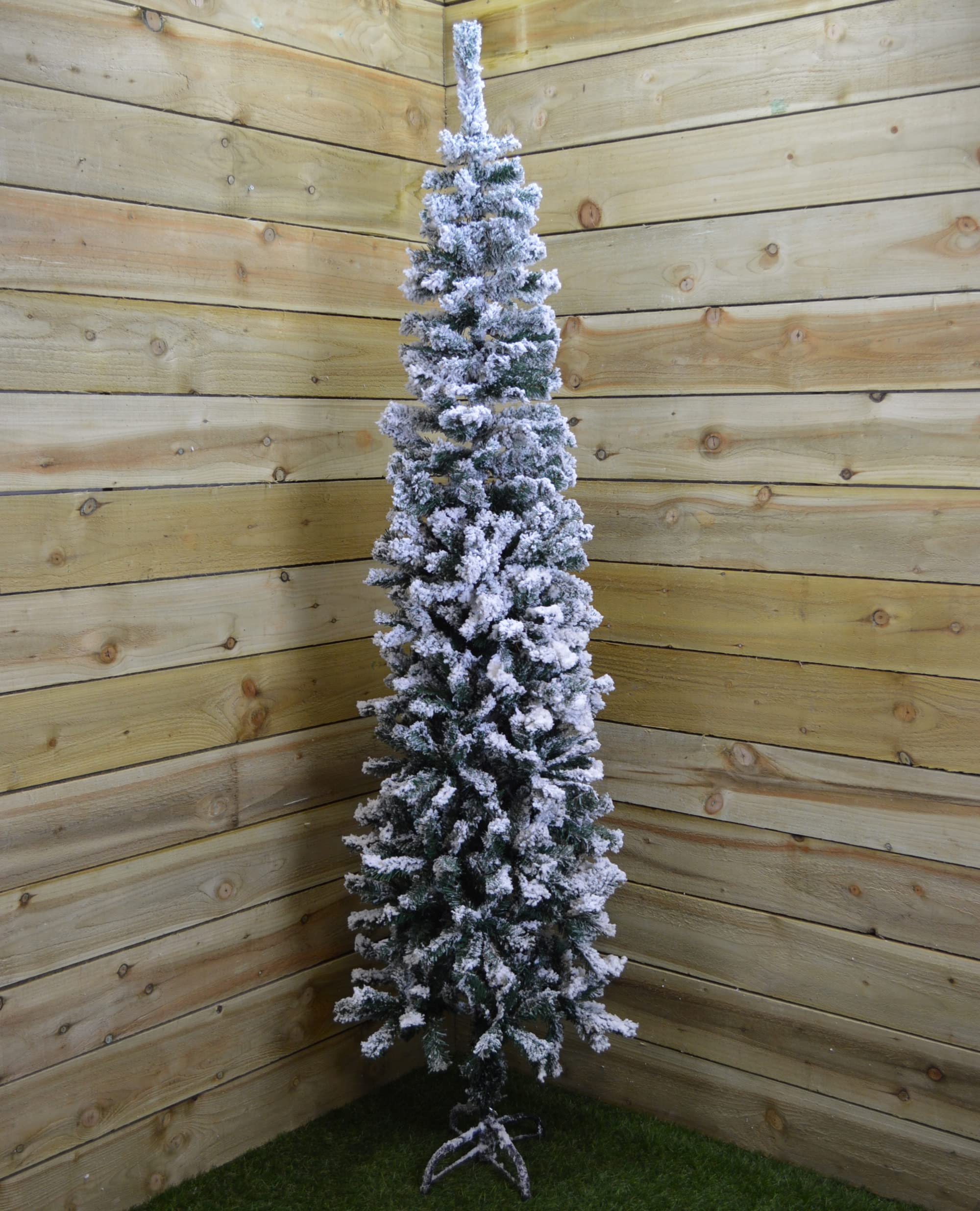167cm (5.5ft) Premier Snow Flocked Spruce Pine Slim Christmas Tree in Green