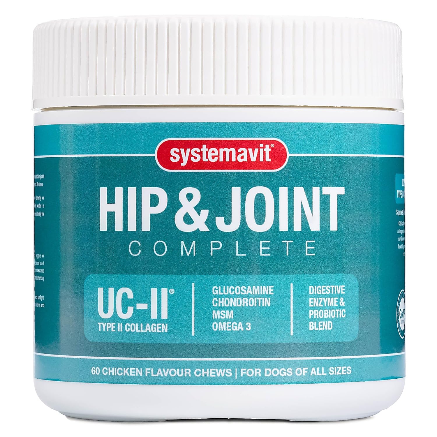 Systemavit Hip & Joint Supplement for Dogs – UC-II® Collagen + Glucosamine, Chondroitin, MSM, Omega 3 & Probiotics – Advanced Formula Mobility & Flexibility Support – 60 Soft Chews