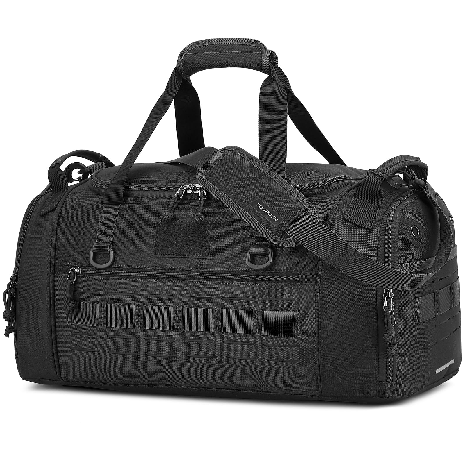 TONRUYN Sports Gym Bag for Men 45L Travel Duffel Bag with Shoe & Laptop Compartment Medium Sports Holdall Duffle Bag for Fitness Training Workout Weekend, Black