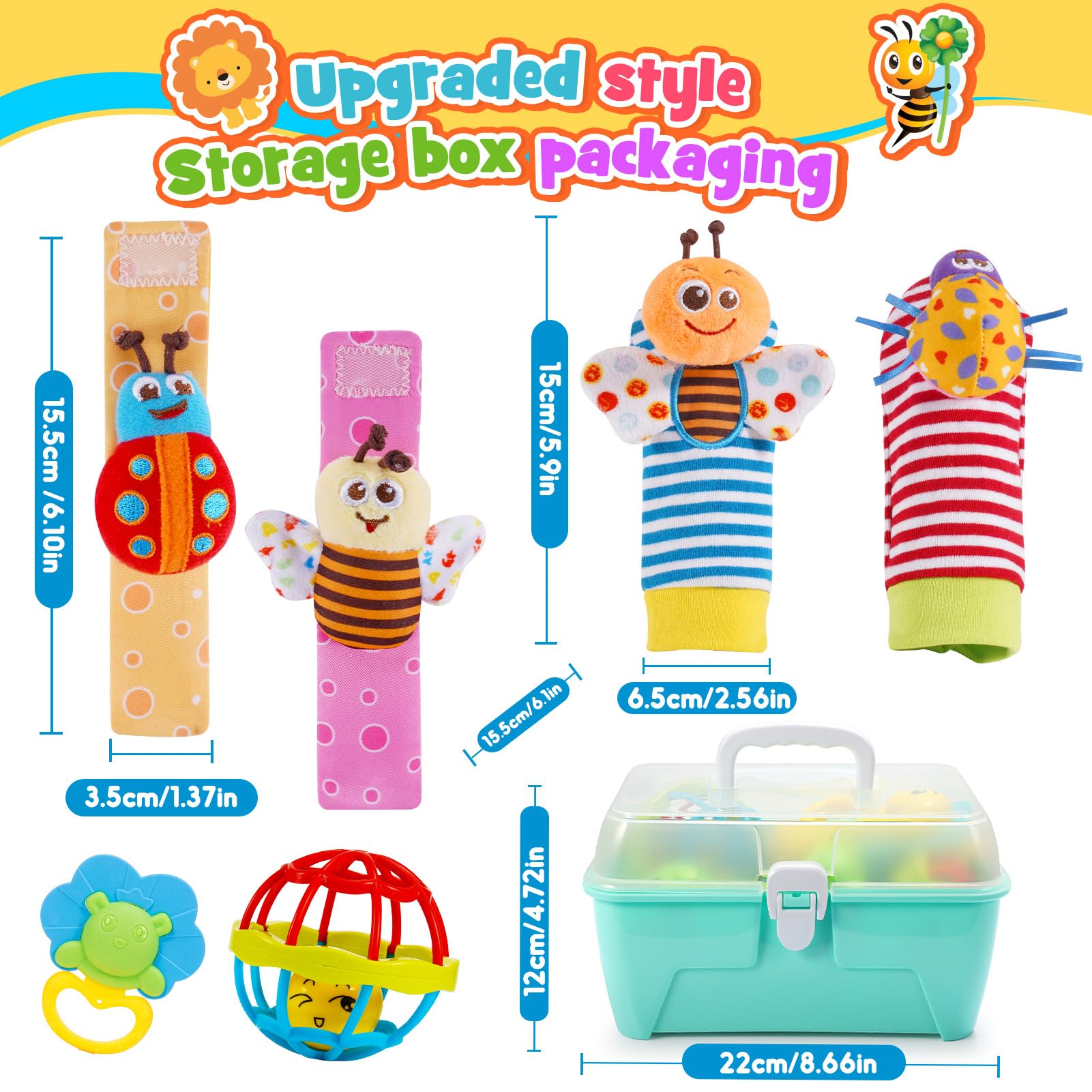 14 Pezzi Sonaglio Neonato 0-12 Mesi, Giochi Neonato 0 3 6 9 12 Mesi Giochi Dentizione Neonati Giochi 0-3-6-9-12 Mesi Regalo per 0-9 Mesi Montessori Giocattoli 0-12 Mesi Giochi Sensoriali per Neonati