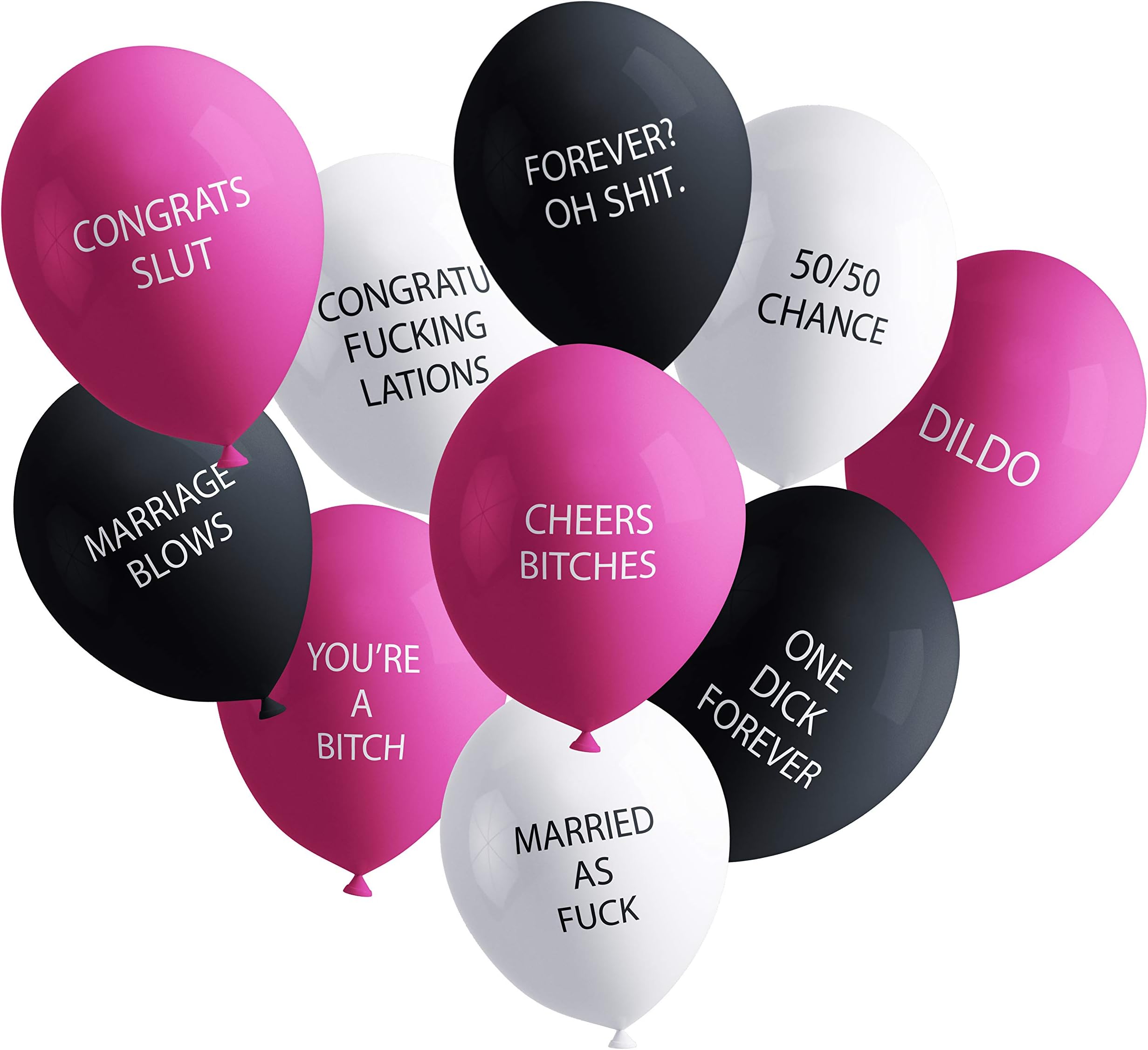 Funny Adult Balloons for Bachelorette Party | Hilarious NSFW Gag Gift for Parties | 20 Pack | Naughty Abusive Balloons by Shitty Merch