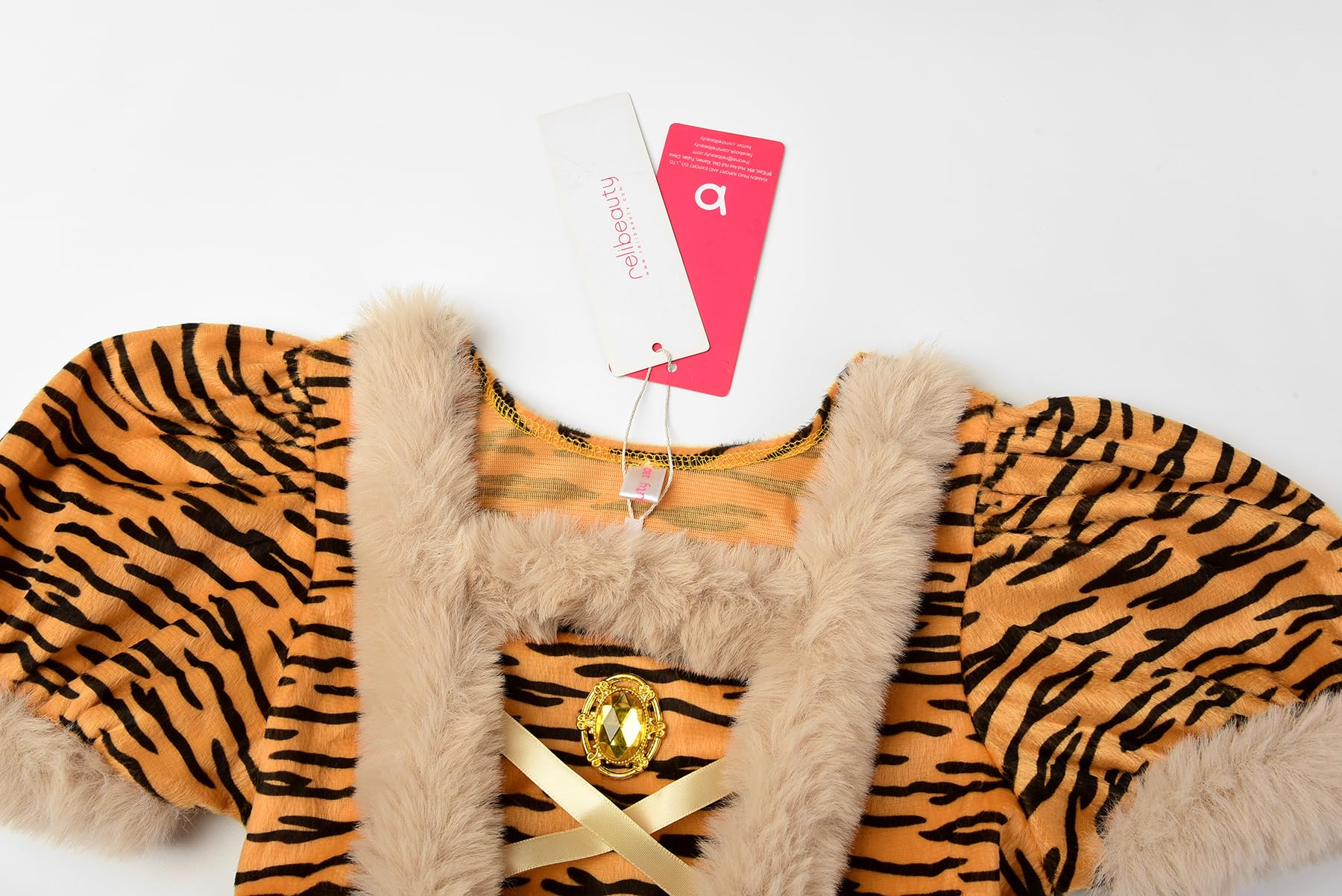 ReliBeauty Disfraz Tigre Niña Traje Tigresa Vestido de Animales con Cola Orejas y Manguitos Carnaval Halloween