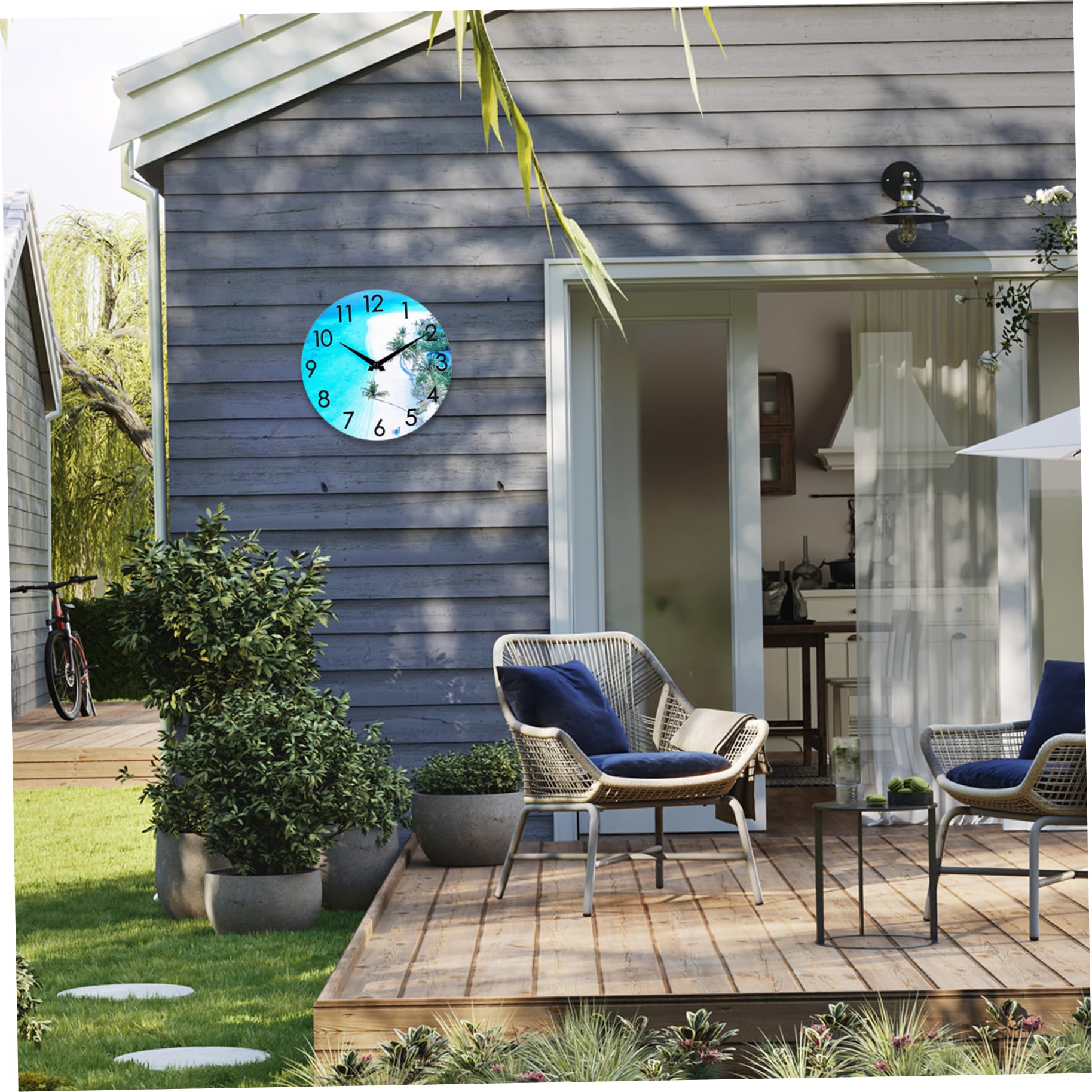 Horloge Murale à Motif De Terre En Verres 12 Pouces, Mouvement De Balayage Silencieux