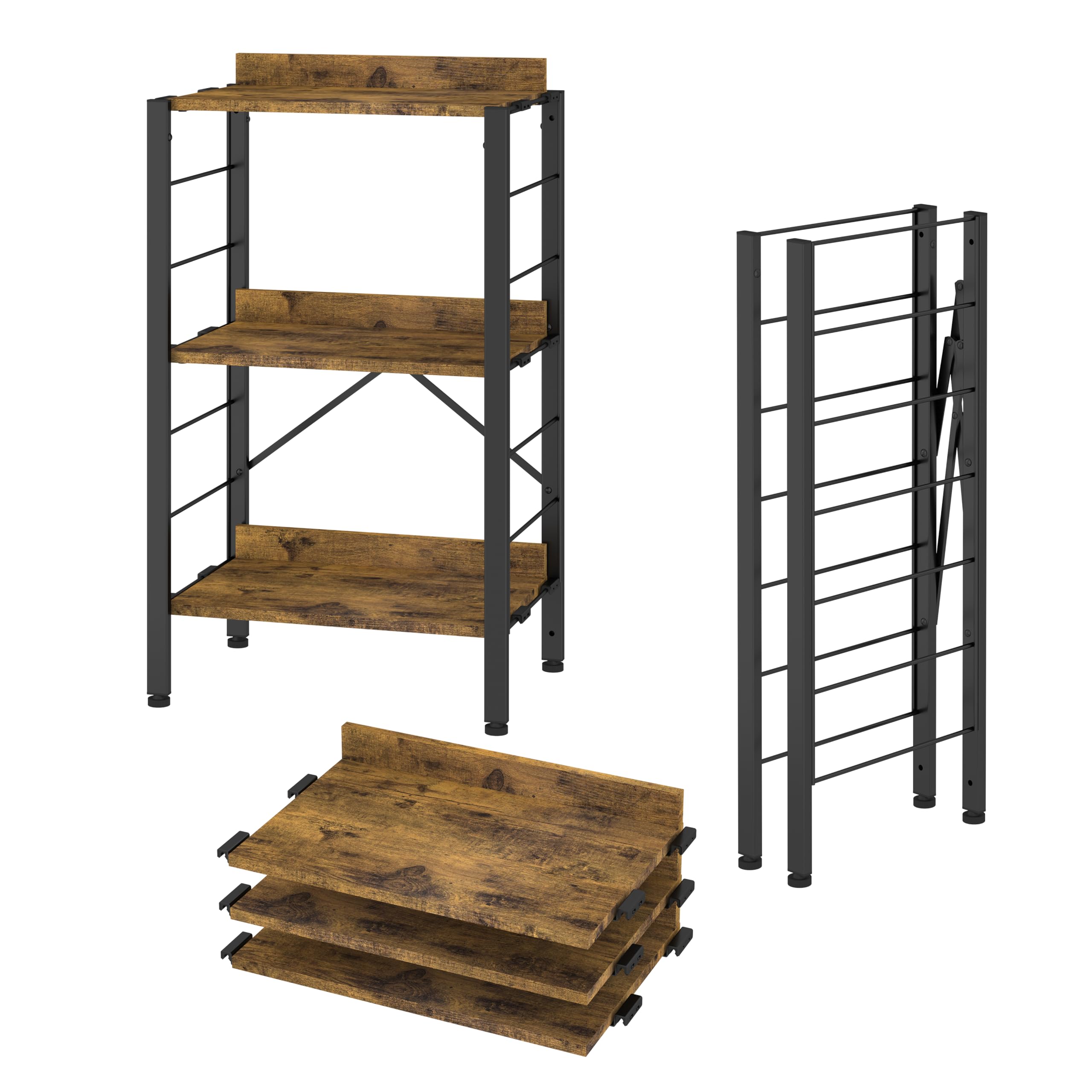 Amazon｜XINYF【広げるだけで組立簡単】スチールラック 棚板の