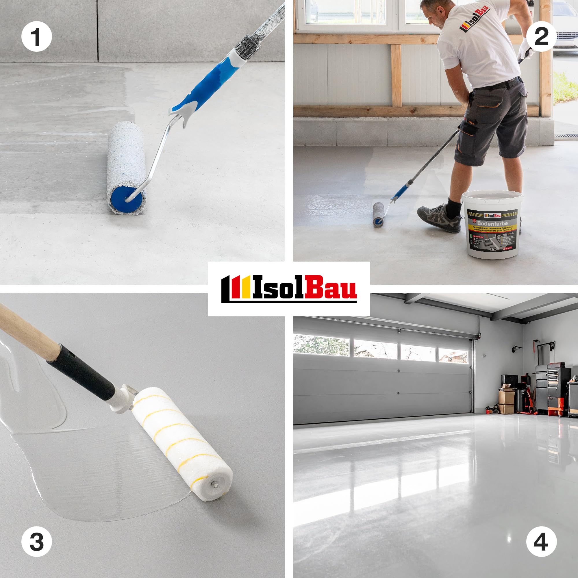 Isolbau - 2K PU-Bodenbeschichtung für Innen- und Außenböden - Bodenfarbe Steingrau mit PU-Bindemittel für Garagen, Werkstätten, Kellern - Garagenboden-Beschichtung - Betonfarbe 7kg