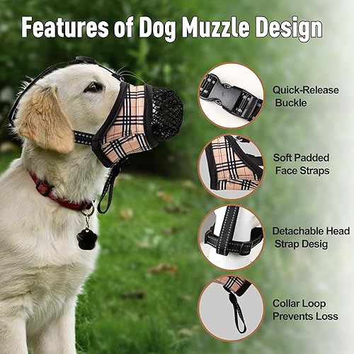 Miniatura 3 de Bozal para perros grandes, antimordeduras, ladridos y lamidos, bozal suave con cubierta de malla extraíble, protector bucal transpirable para perros