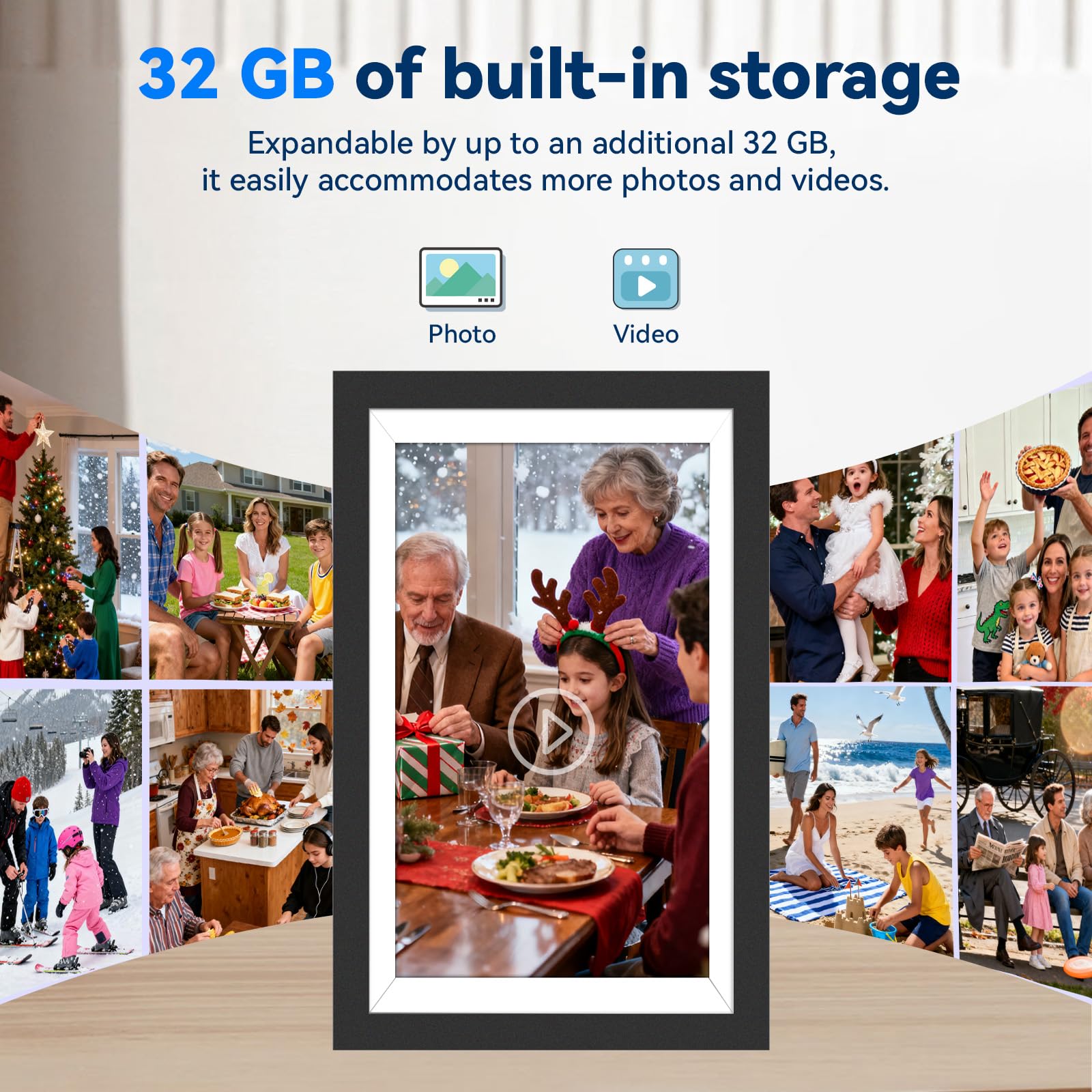Uhale - Marco de fotos digital WiFi de 10.1 pulgadas con batería de 3000 mAh, 32 GB de almacenamiento, pantalla táctil HD IPS, marco de fotos digital, rotación automática, comparte momentos