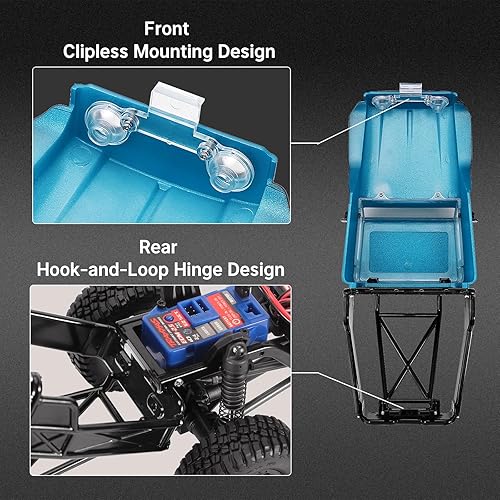 Miniatura 3 de INJROA IR40 Carrocería de camión con jaula de tubo para 118 TRX4M Defender Bronco Upgrade Part (azul)