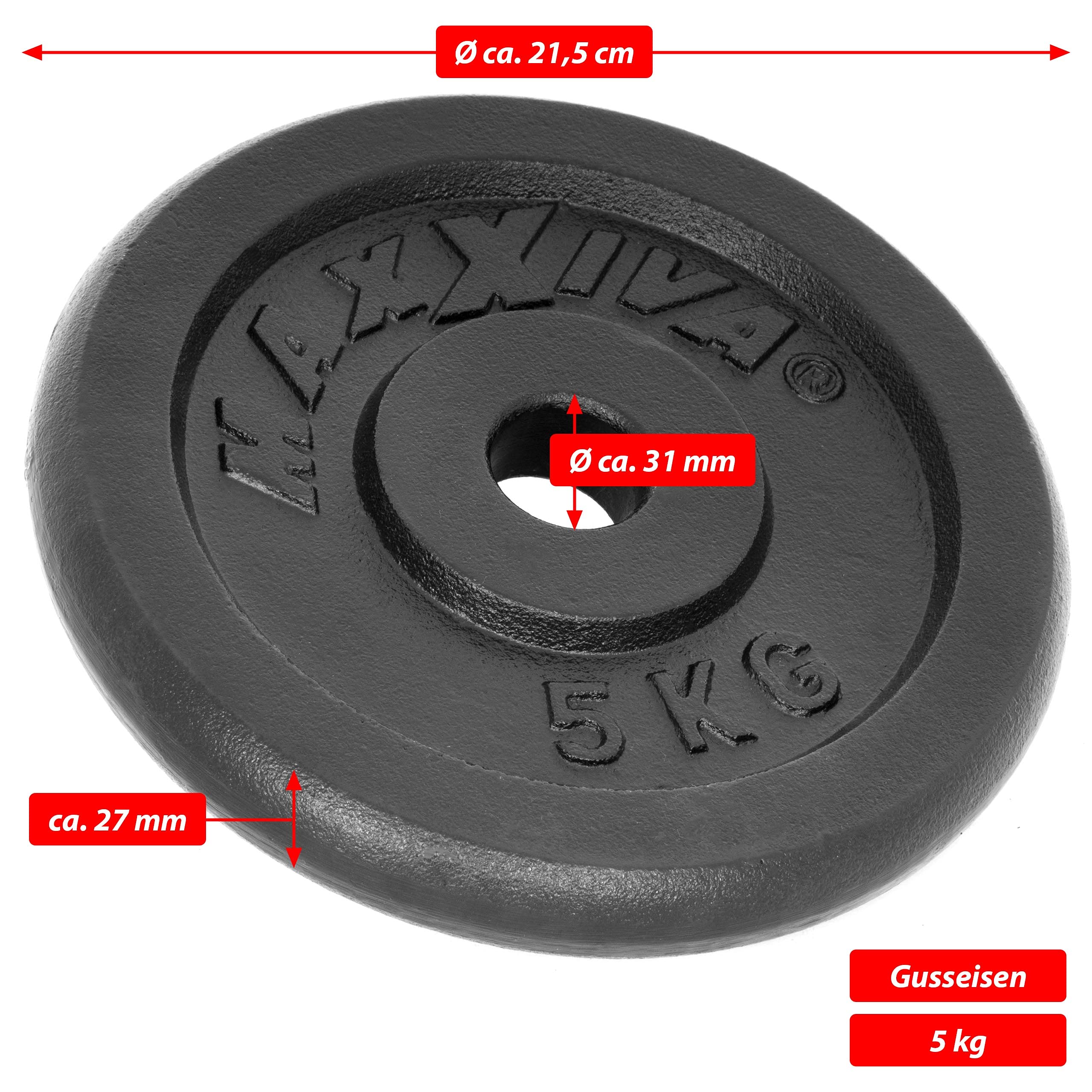 Hantelscheiben 2er Set Gewichtsplatte je 5 kg 100% Gusseisen schwarz 10 kg Fitness Krafttraining Bodybuilding Workout Gewichtheben Reha