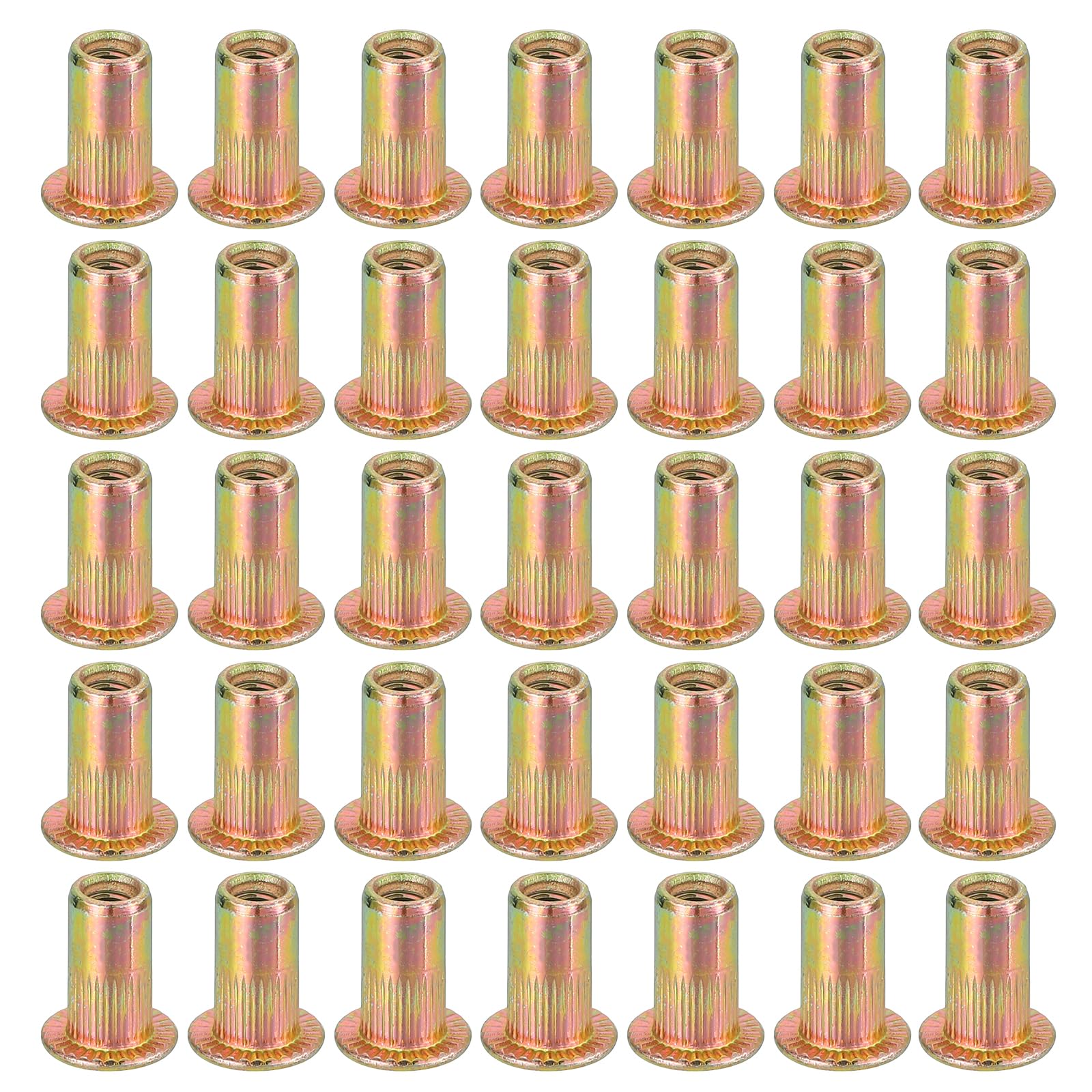 sourcing map 80Pcs M3 x 10mm Rivet Nut Carbon Steel Rivet Nut Tool Hardware Nuts Color Zinc-Plate Threaded Insert Nut Suitable for Furniture, Industrial