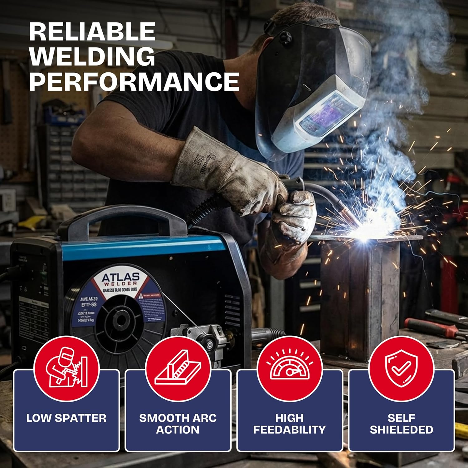 ATLASWELDER Flux Core Welding Wire, E71T-GS .030 Inch 10LB, Gasless Mild Steel MIG Welding Wire with Low Spatter for All Position Welding - Image 3