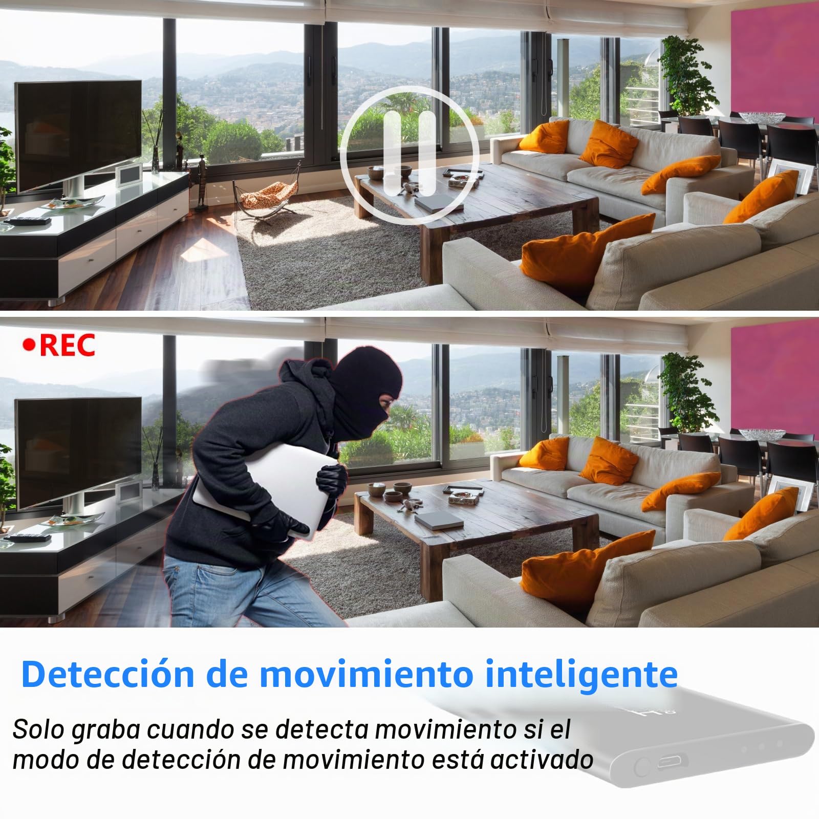 Cámara Espía HD 1080P, Mini Camara Oculta Camaras Espias 20 Horas de Grabación Portátil Cámara Vigilancia para Coche, 5000mAh Power Bank Micro Videocamara con Visión Nocturna Detección De Movimiento