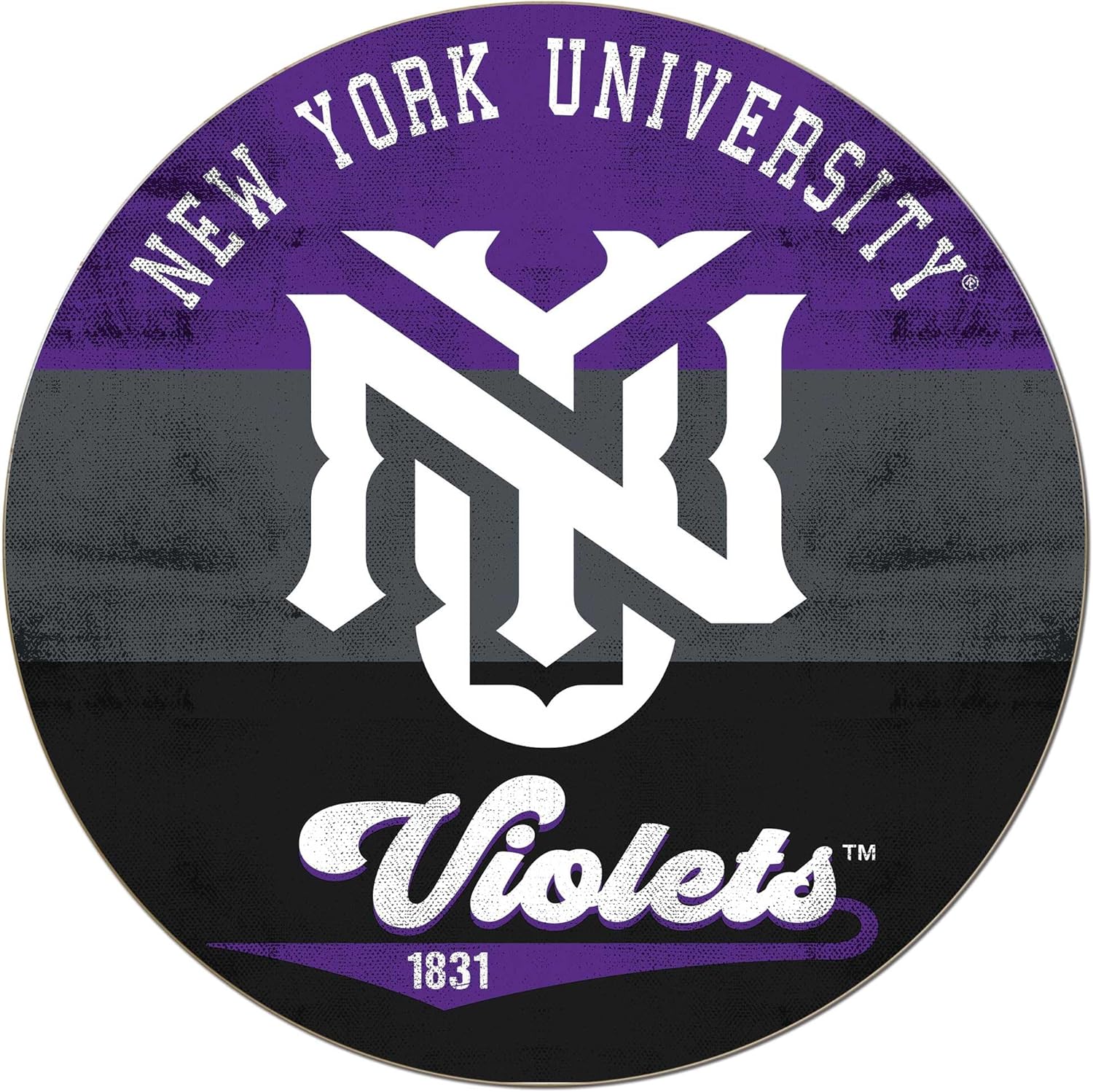 KH Sports Fan NYU Violets Multi-Color Retro Circle Sign, 20x20 Inches, Violets Decor for Dorm, Fan Cave, Living Room; Display Your Team Spirit with This Unique New York University Violets Wall Art