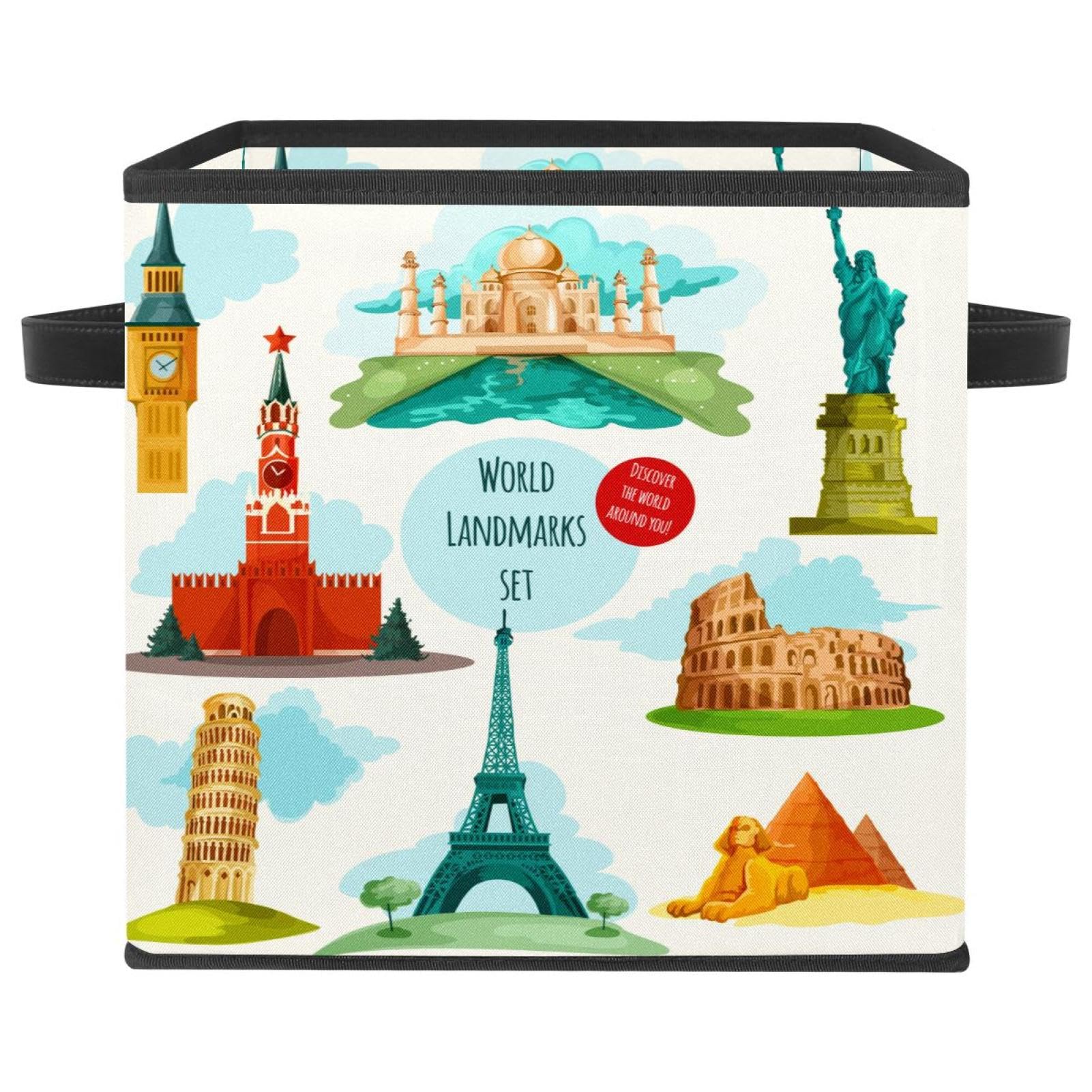 Boîte de rangement pliable en tissu cube avec poignées pour le placard