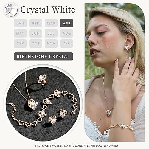 Miniatura 4 de Leafael Collar con colgante de corazón chapado en oro rosa de 18 quilates con piedra curativa, joyería de cristal para mujer, 18 pulgadas + 2