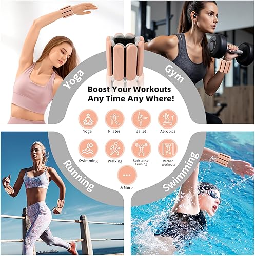 Miniatura 4 de Juego de 2 pesas para tobillo para mujeres y hombres, pesas de silicona para muñecas, pesas para piernasbrazos, ideales para entrenamiento de