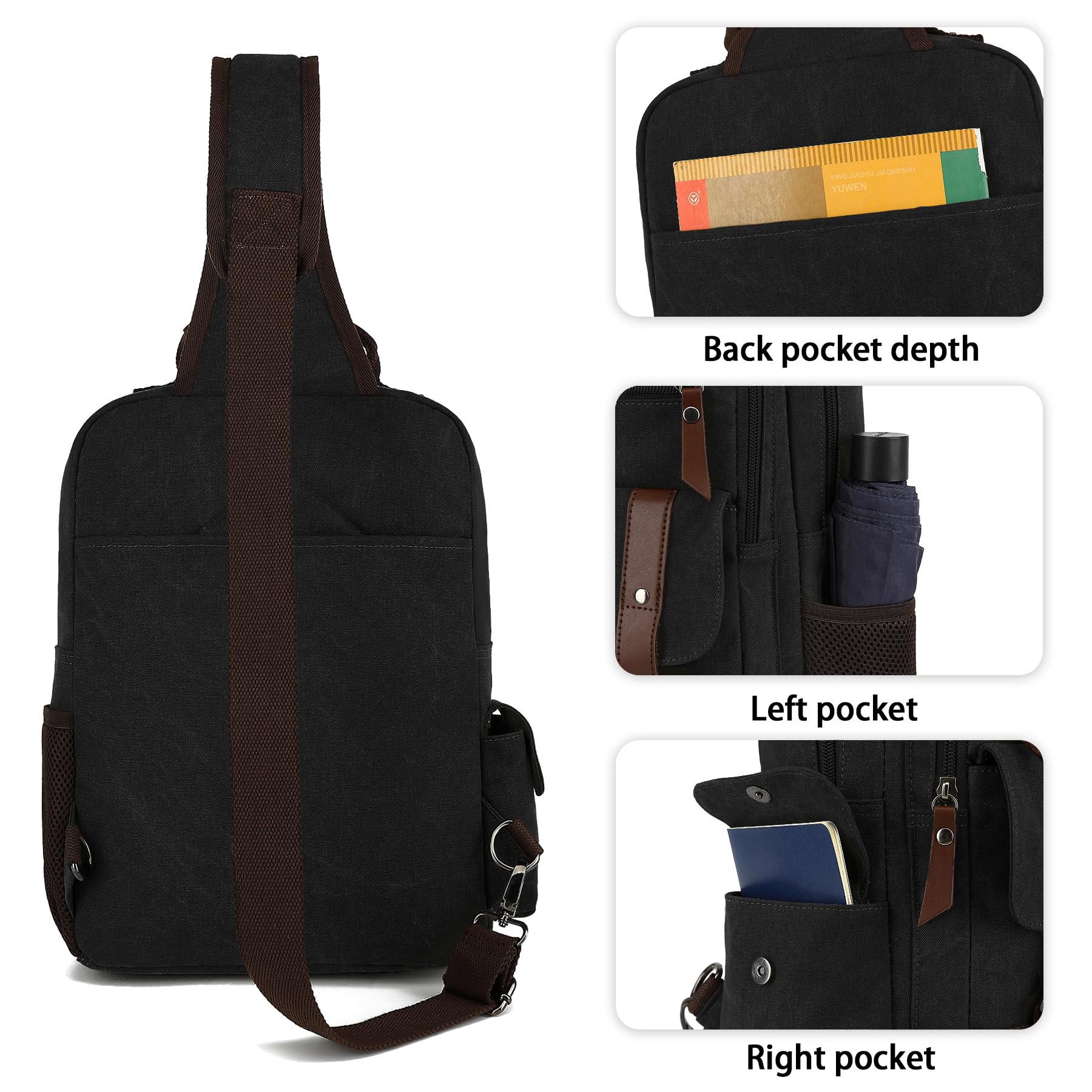 Bandolera vintage, mochila de lona para viajes, bolsa de hombro para hombre, bolsa de doble uso para llevar de mano y llevar cruzado
